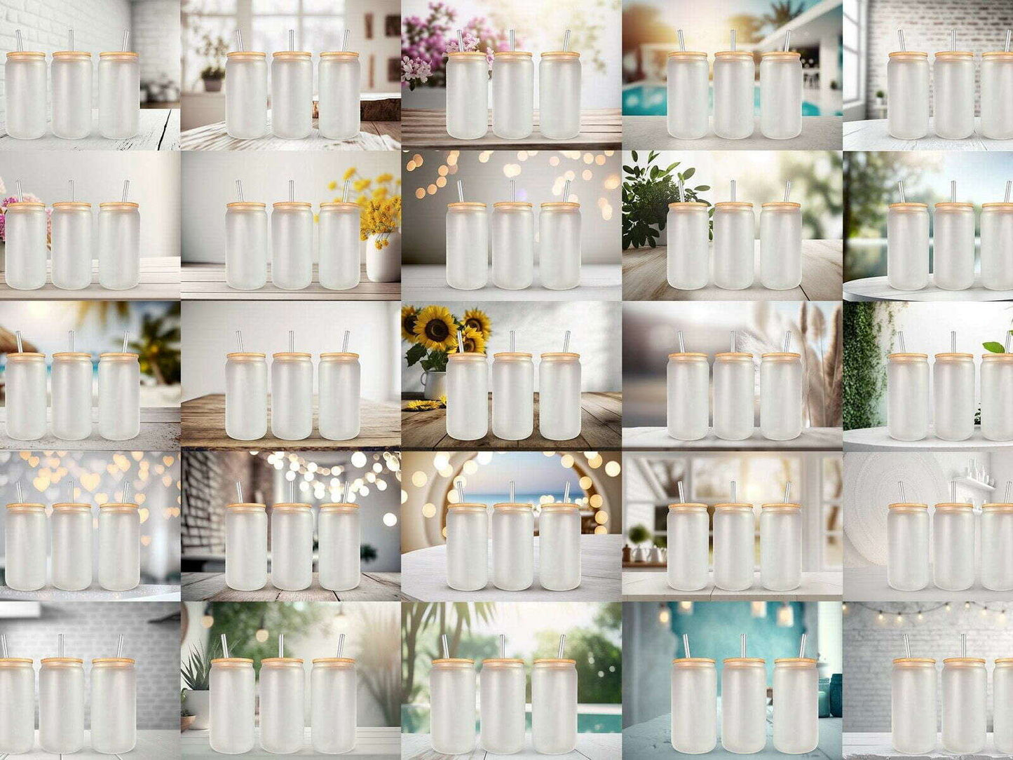 100 Frosted 16oz Libbey Glass Can Mock Ups Canva Templates And PSD - Edit in CANVA, Photoshop