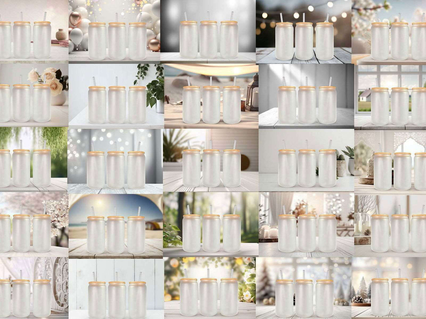 100 Frosted 16oz Libbey Glass Can Mock Ups Canva Templates And PSD - Edit in CANVA, Photoshop