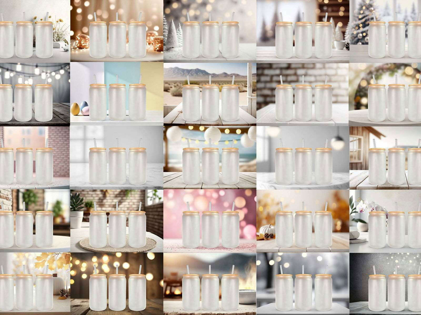 100 Frosted 16oz Libbey Glass Can Mock Ups Canva Templates And PSD - Edit in CANVA, Photoshop