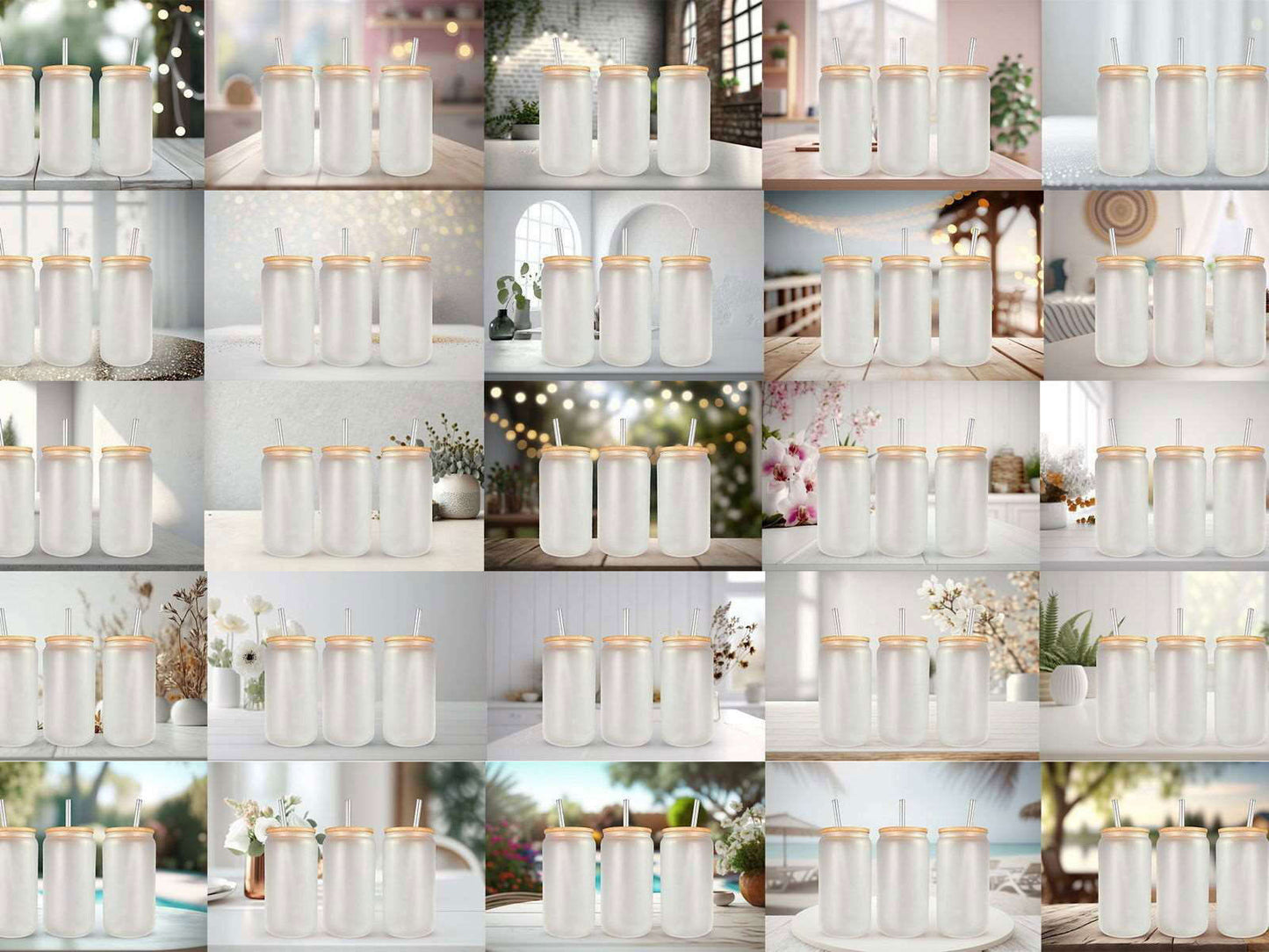 100 Frosted 16oz Libbey Glass Can Mock Ups Canva Templates And PSD - Edit in CANVA, Photoshop