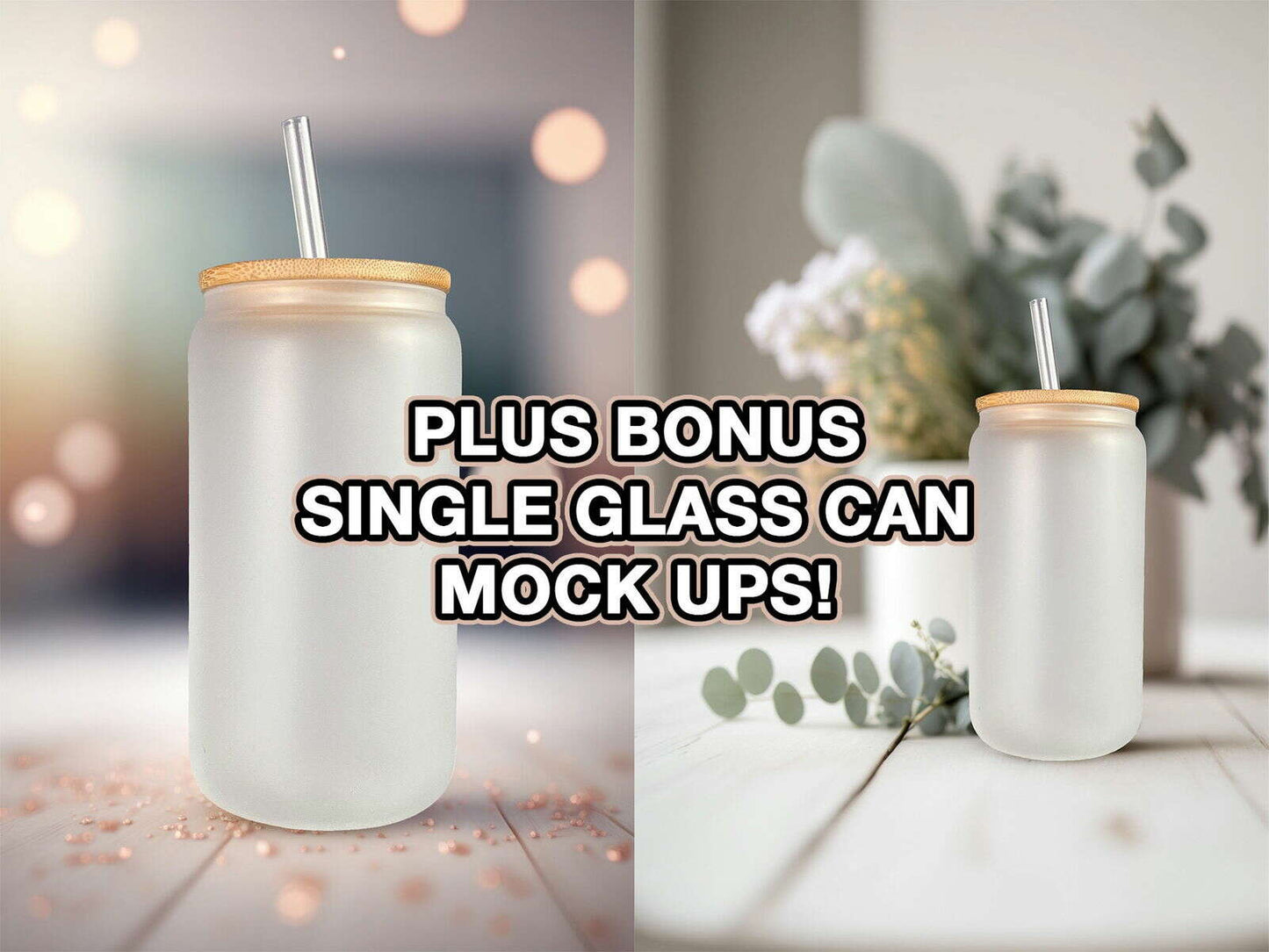 100 Frosted 16oz Libbey Glass Can Mock Ups Canva Templates And PSD - Edit in CANVA, Photoshop