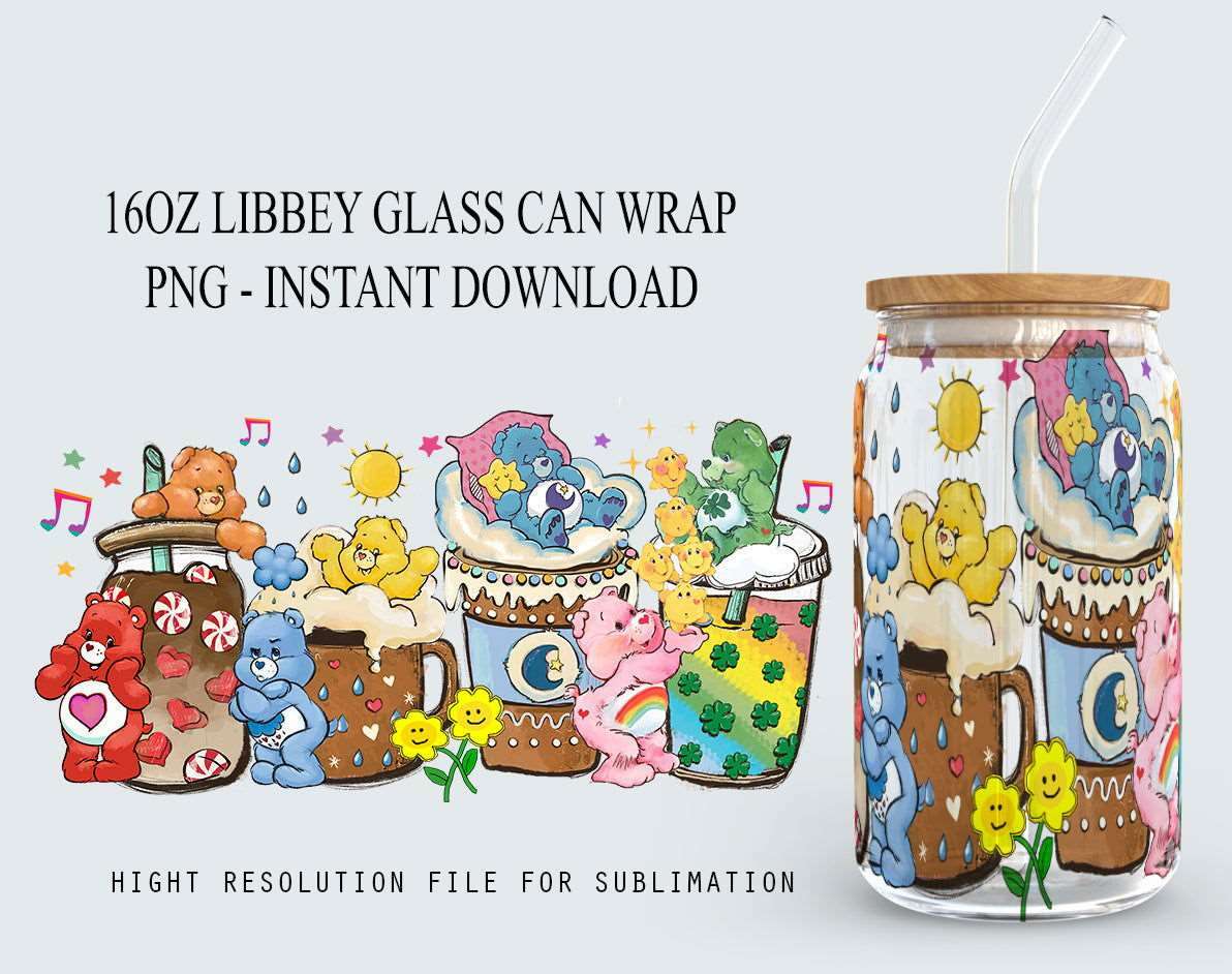 16oz Wrap, 16oz Libbey Glass Can, Frosted Can Glass, Sublimation Design 3