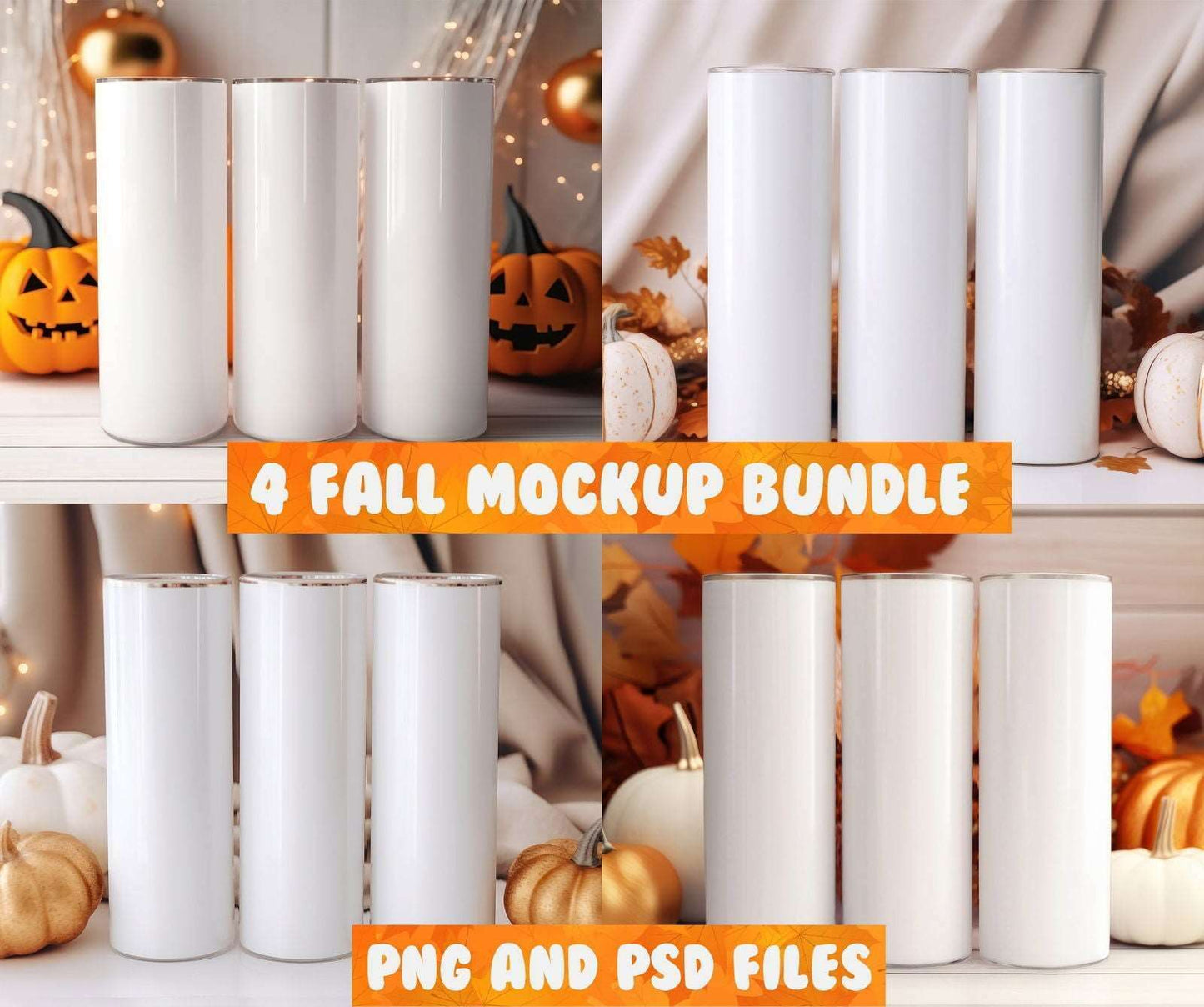 20oz Fall Tumbler Mockup Bundle Halloween Tumbler Mockup