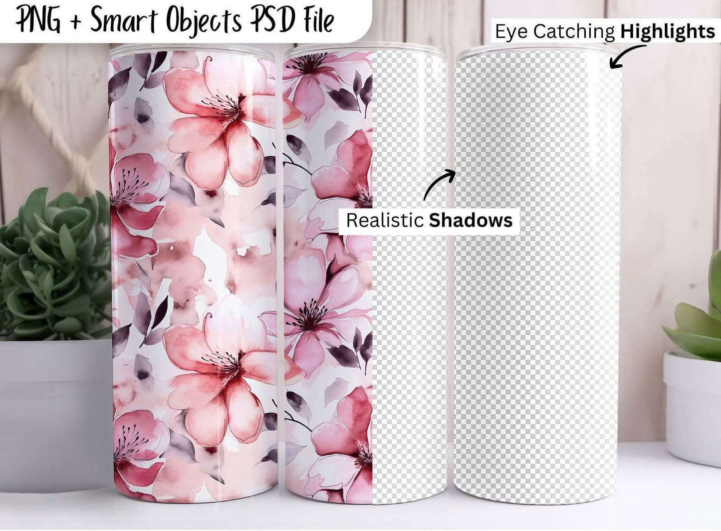 20oz Skinny Tumbler Mockup Bundle, Canva Tumbler Mockup, PSD Smart Objects