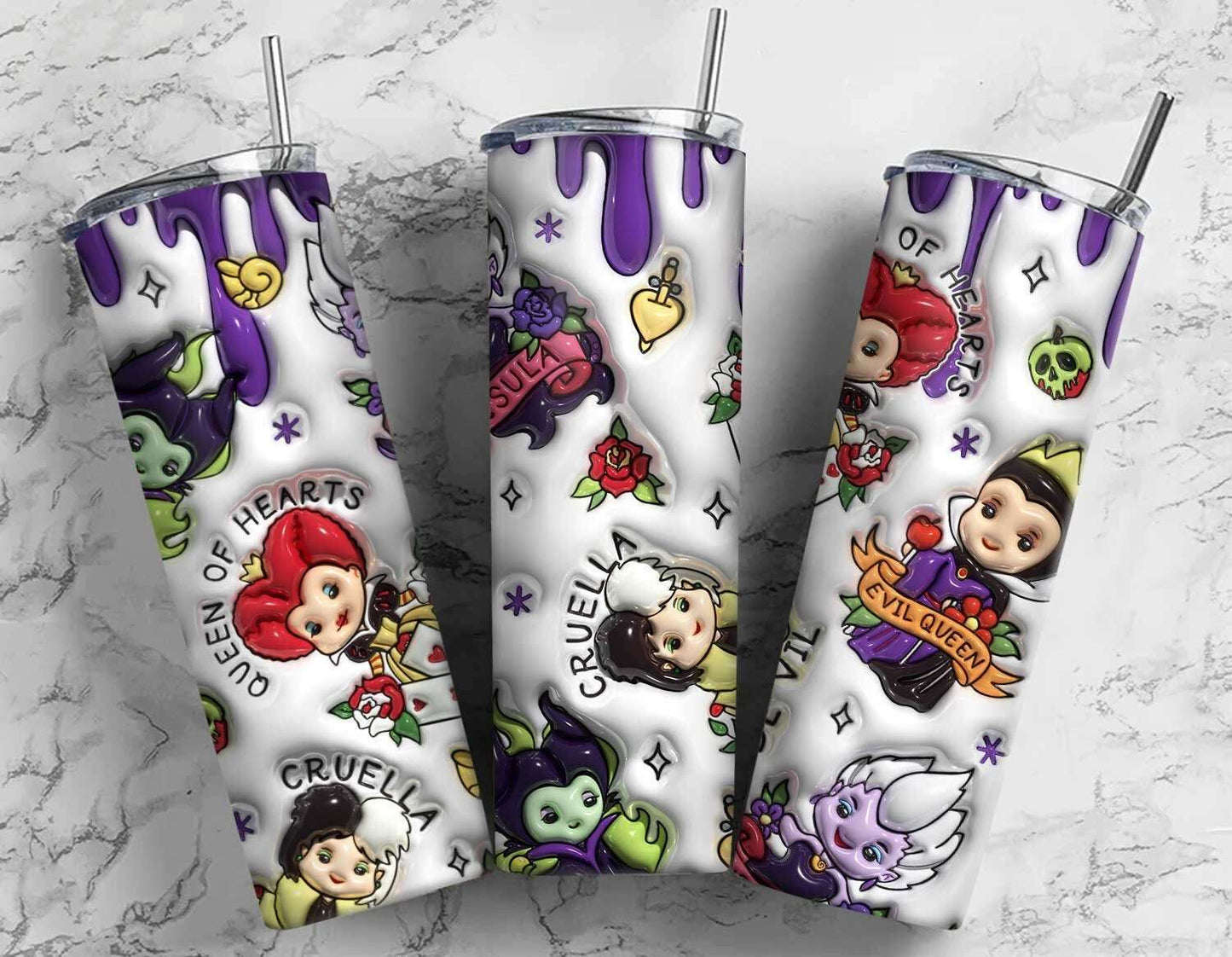 3D Cartoon 20oz Tumbler Design , Inflated Tumbler Wrap PNG, 3D Tumbler Design
