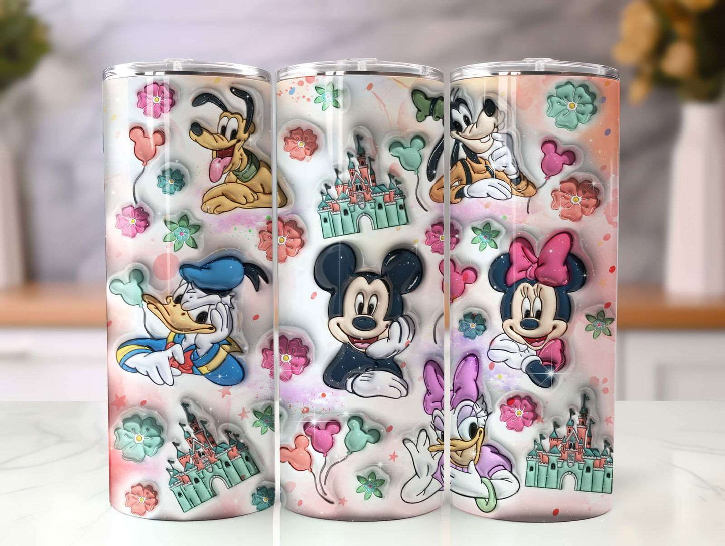3D Cartoon Tumbler, Inflated Tumbler, Full Tumbler Wrap, 20oz Skinny Tumbler
