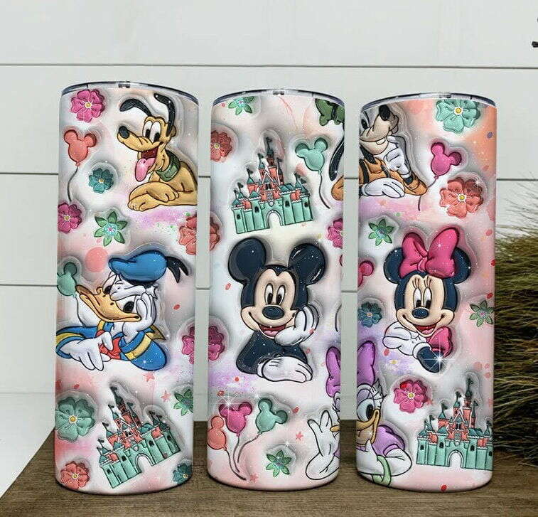 3D Cartoon Tumbler, Inflated Tumbler, Full Tumbler Wrap, 20oz Skinny Tumbler