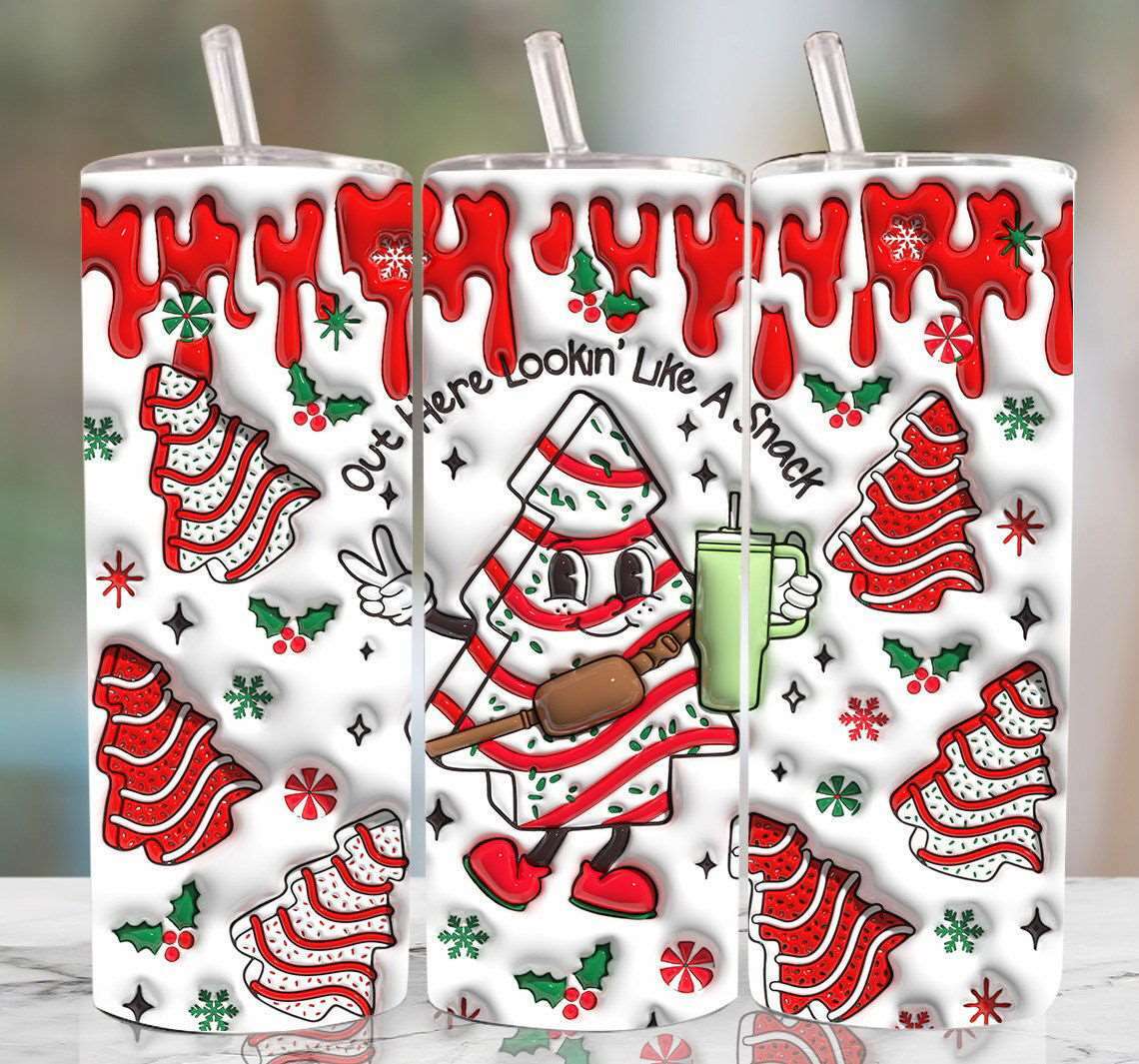 3D Christmas Tree Cake Inflated Tumbler Wrap