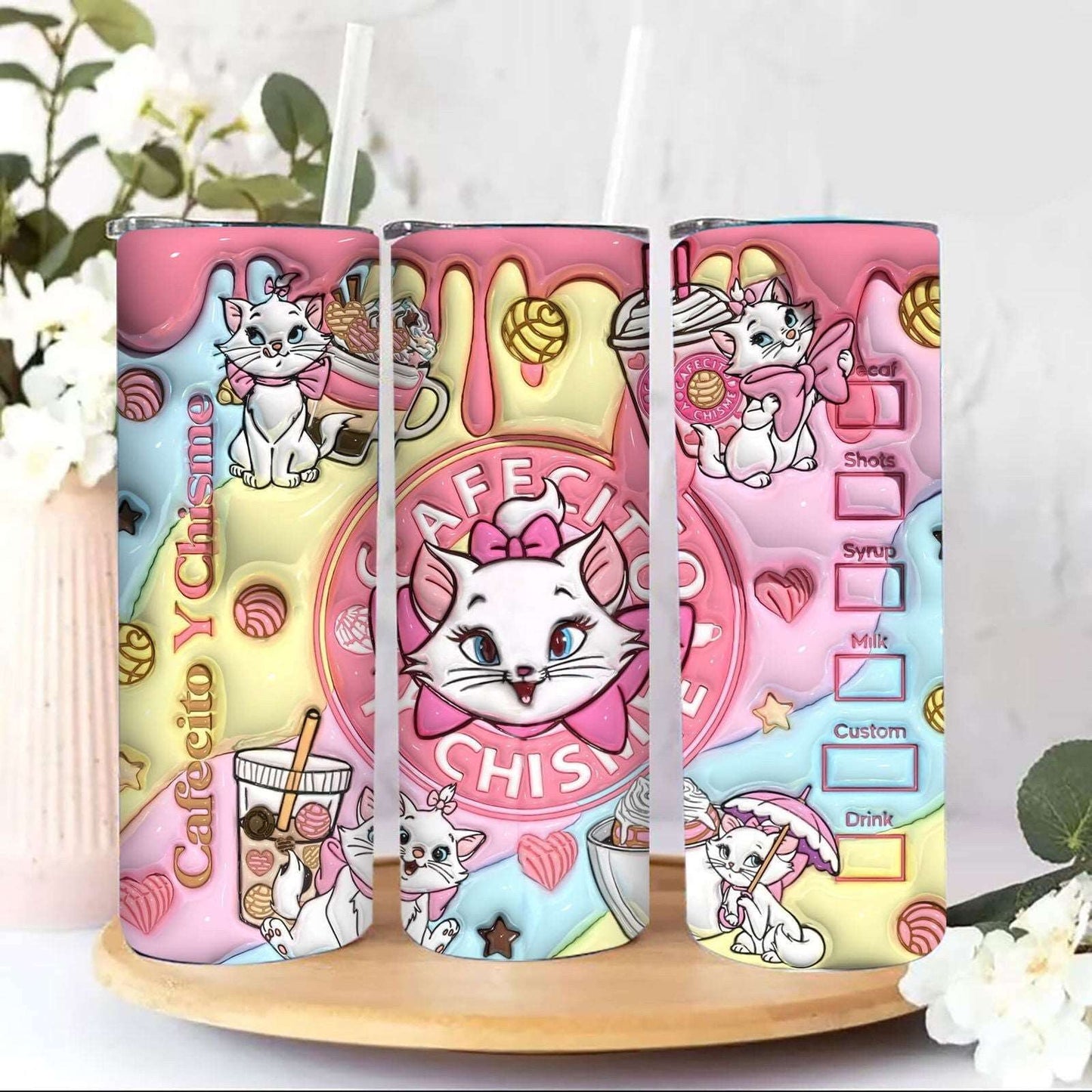 3D Halloween Inflated Tumbler, Inflated Cat Tumbler Wrap 1
