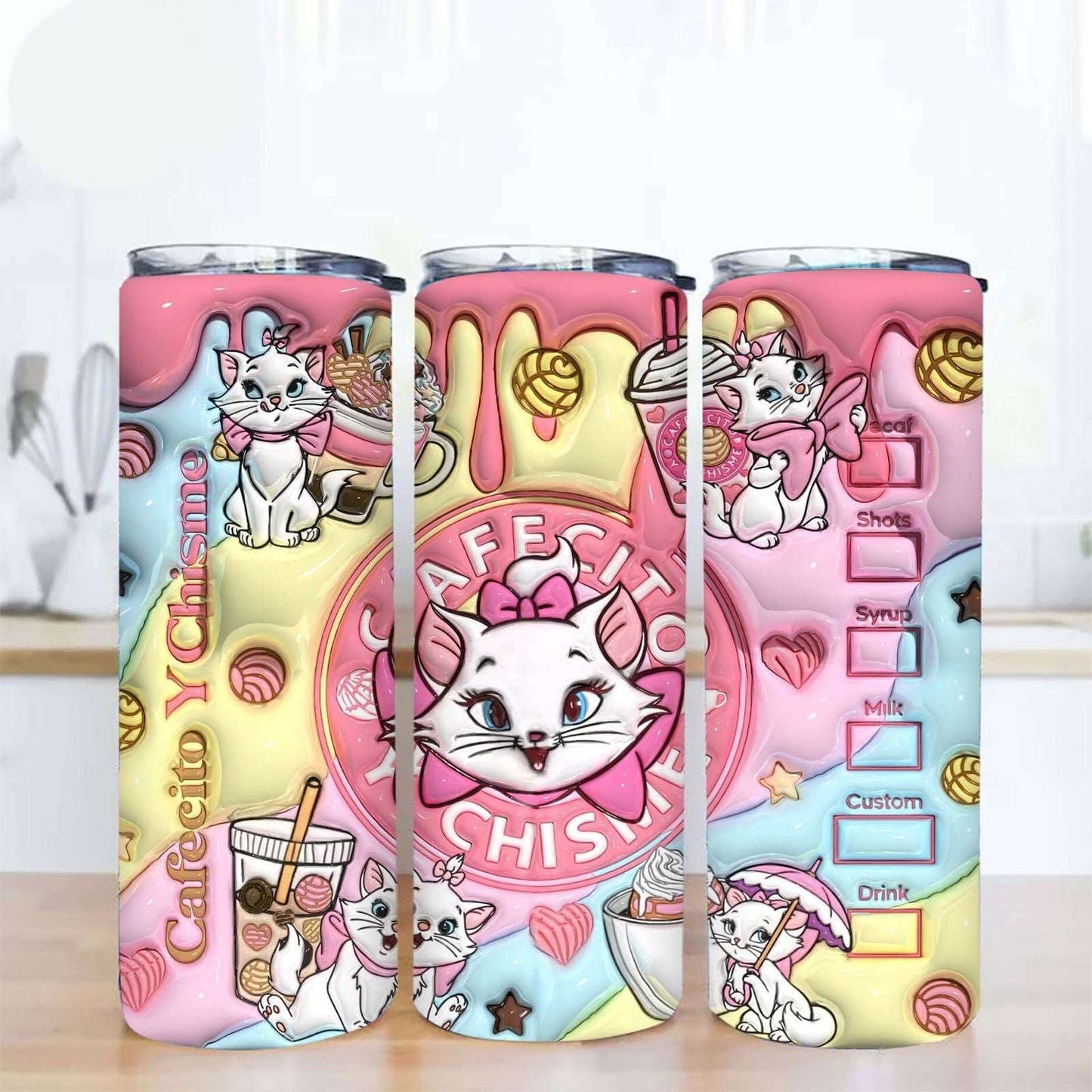 3D Halloween Inflated Tumbler, Inflated Cat Tumbler Wrap 1
