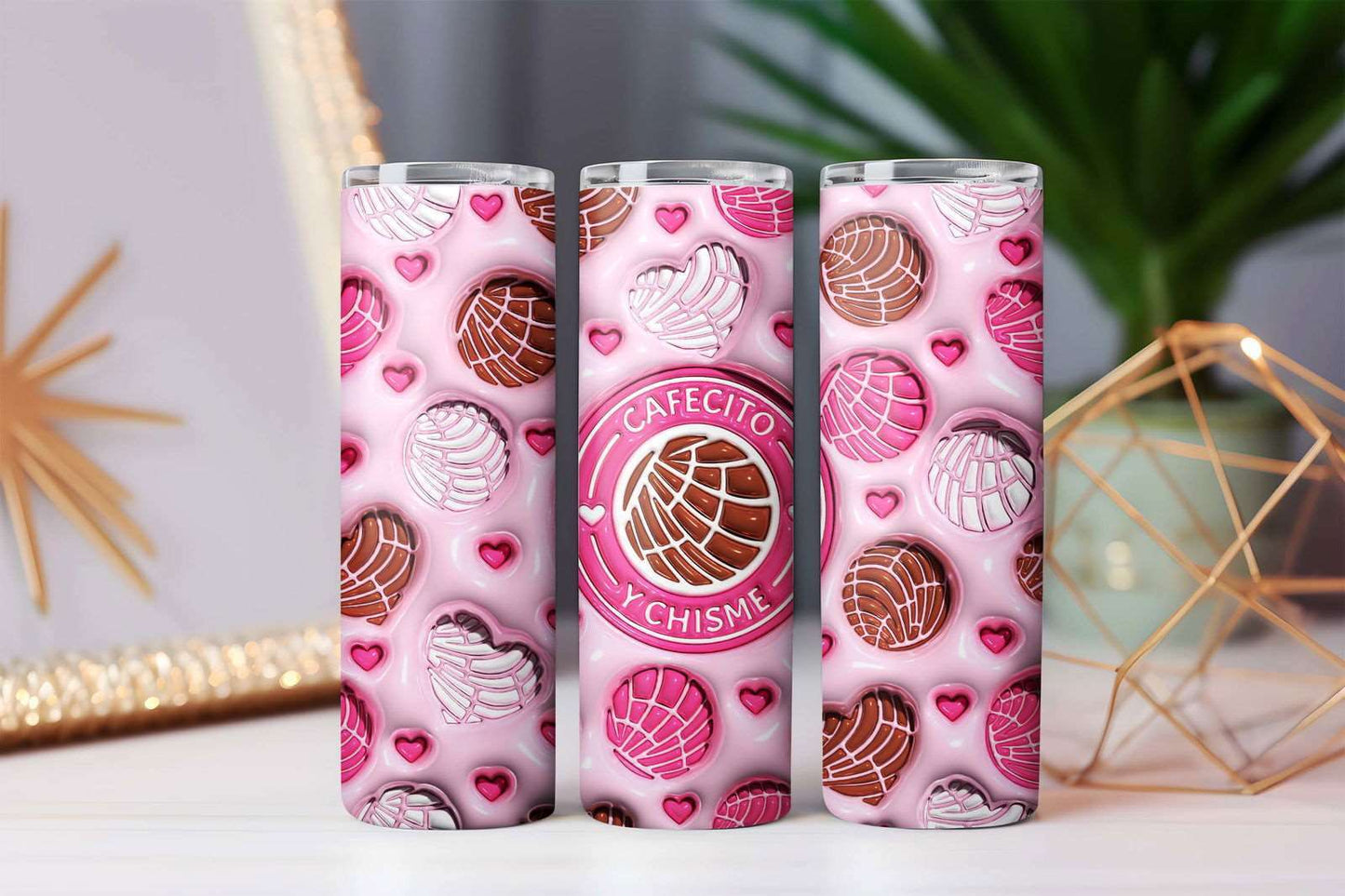 3D Inflated Cafecito Tumbler, 20oz Skinny Straight, 3D Inflated Design