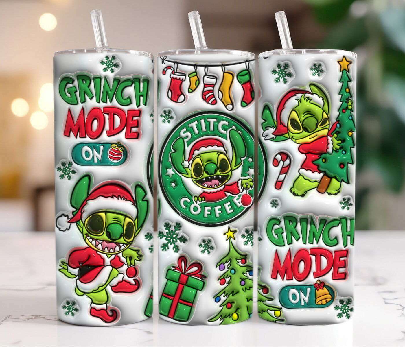 3D Inflated Christmas Coffee Tumbler, Puffy Christmas 2