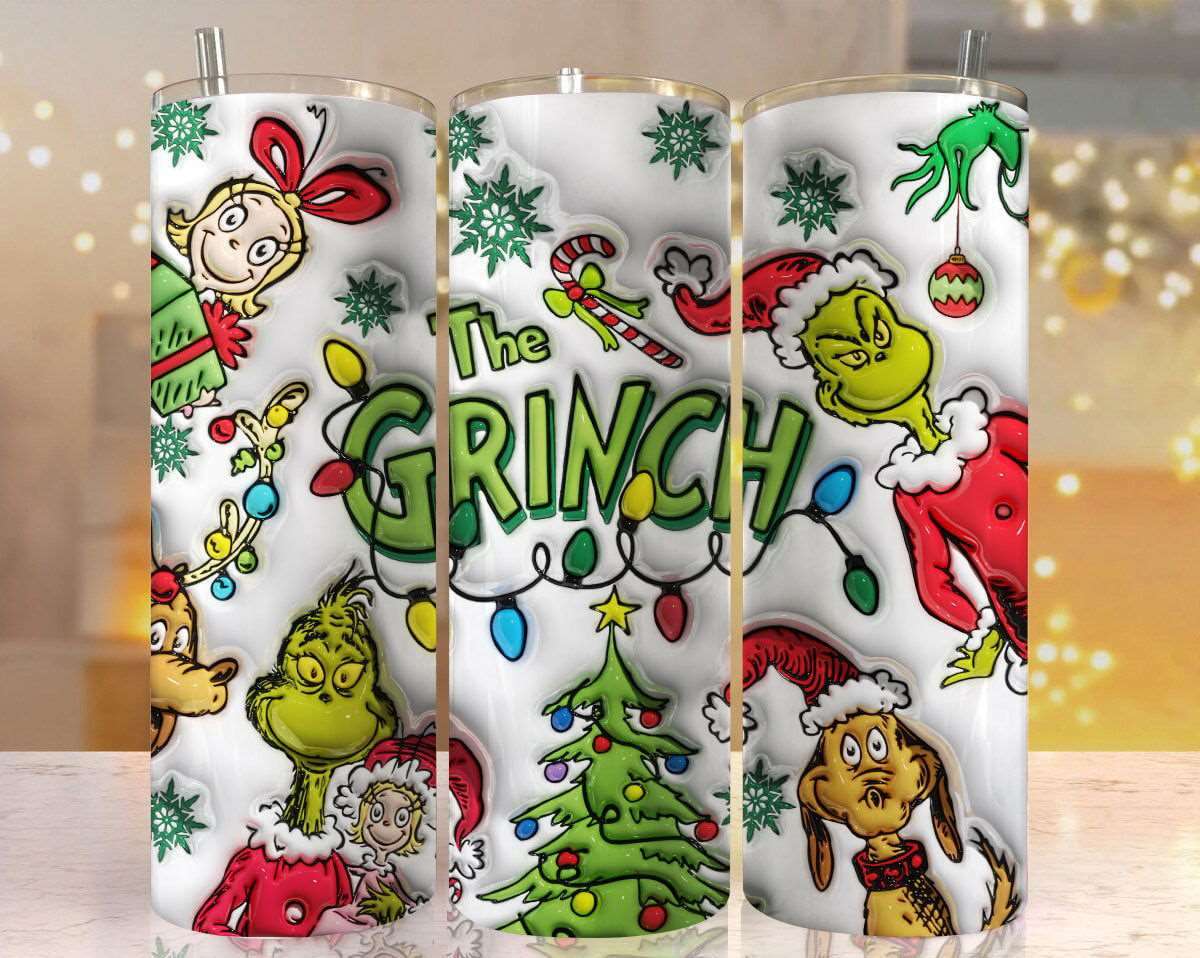 3D Inflated Christmas Tumbler Wrap Png 3D Tumbler Design 1
