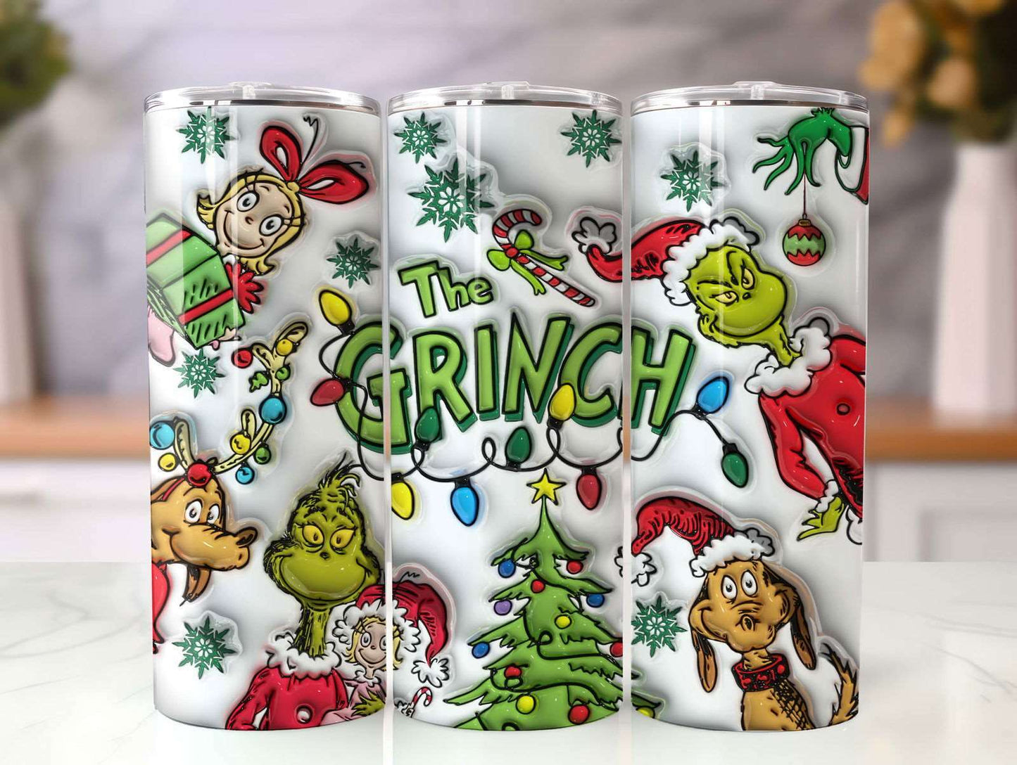 3D Inflated Christmas Tumbler Wrap Png 3D Tumbler Design 1