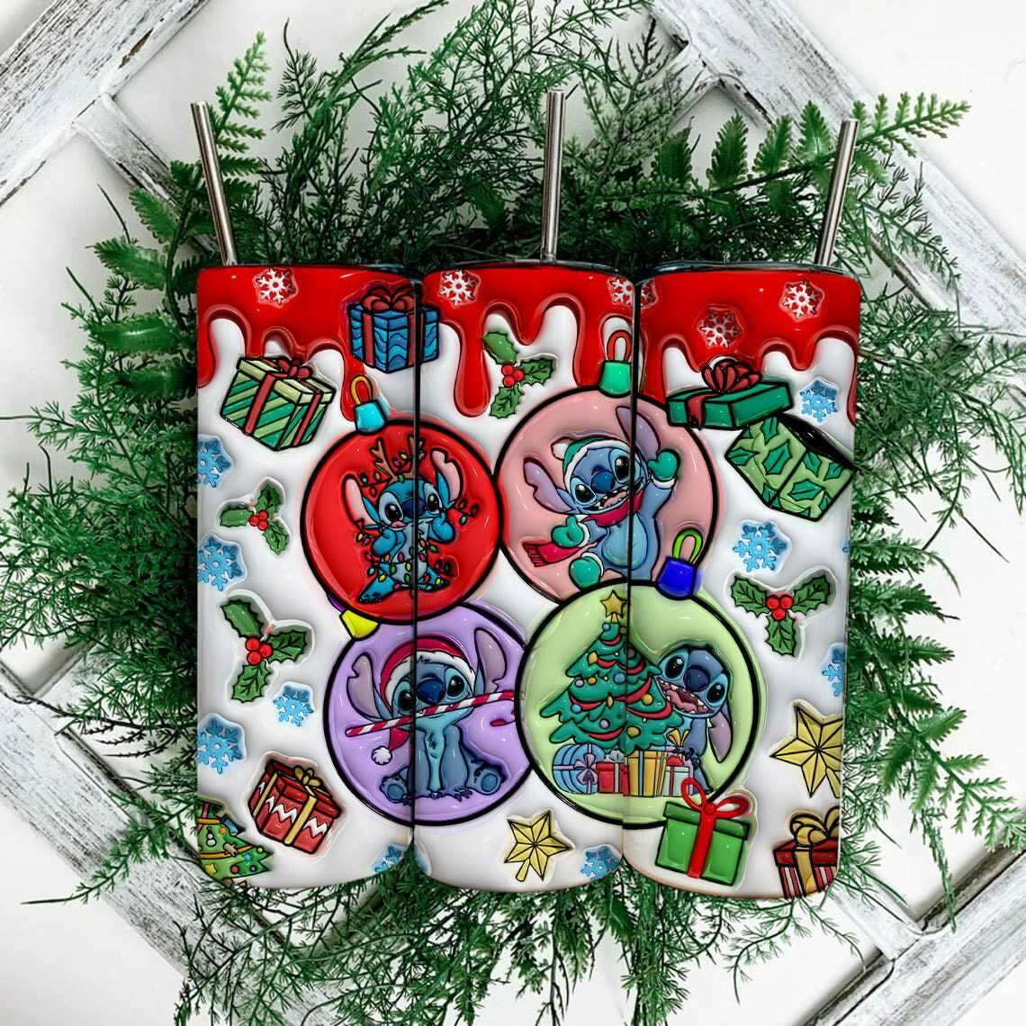 3D Inflated Christmas Tumbler Wrap Png 3D Tumbler Design 10