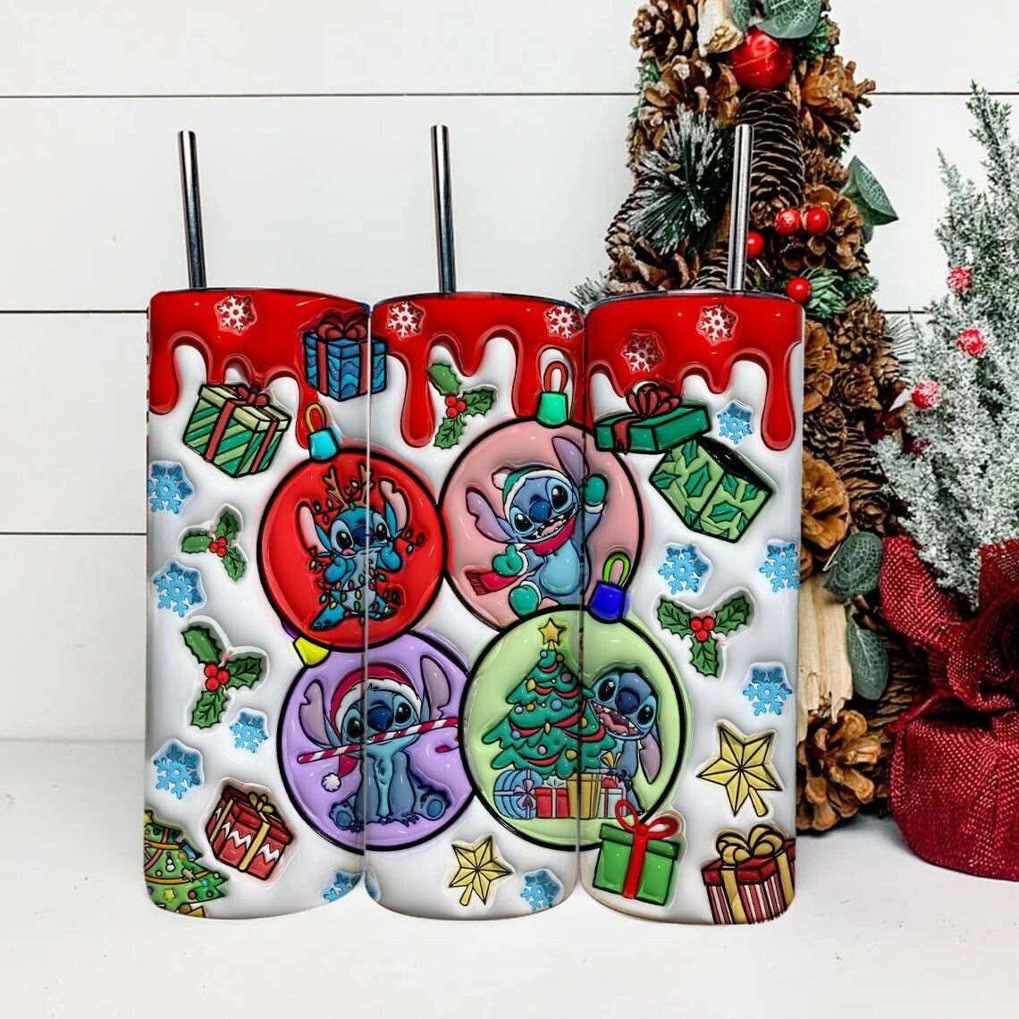3D Inflated Christmas Tumbler Wrap Png 3D Tumbler Design 10