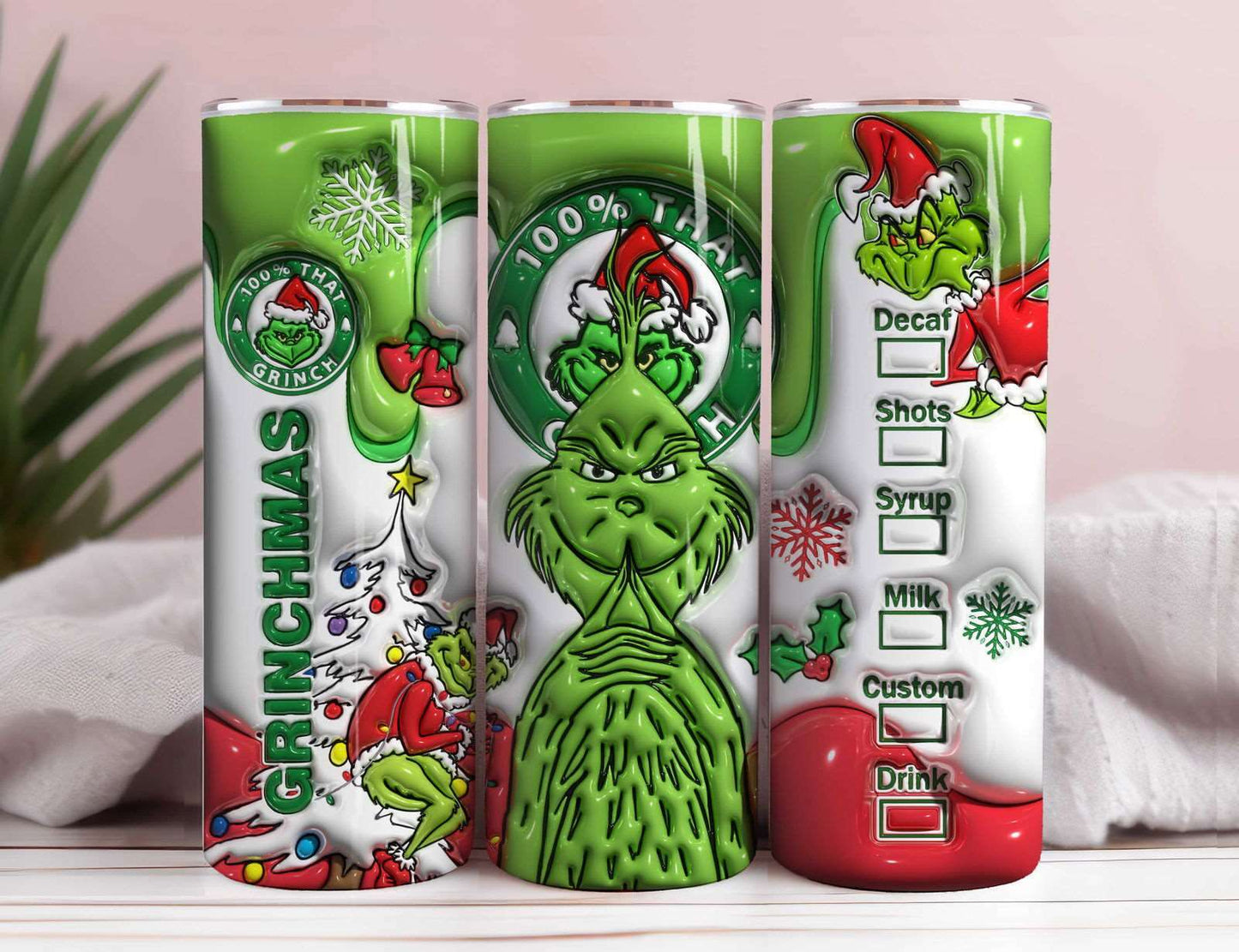 3D Inflated Christmas Tumbler Wrap Png 3D Tumbler Design 12