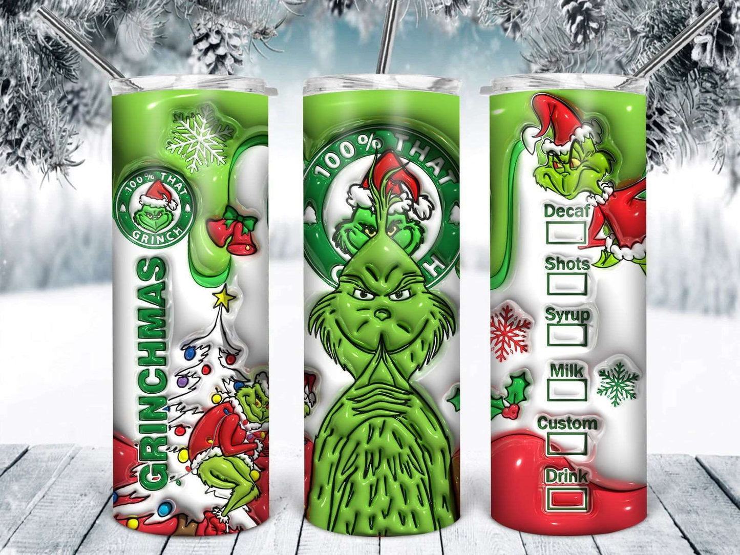 3D Inflated Christmas Tumbler Wrap Png 3D Tumbler Design 12