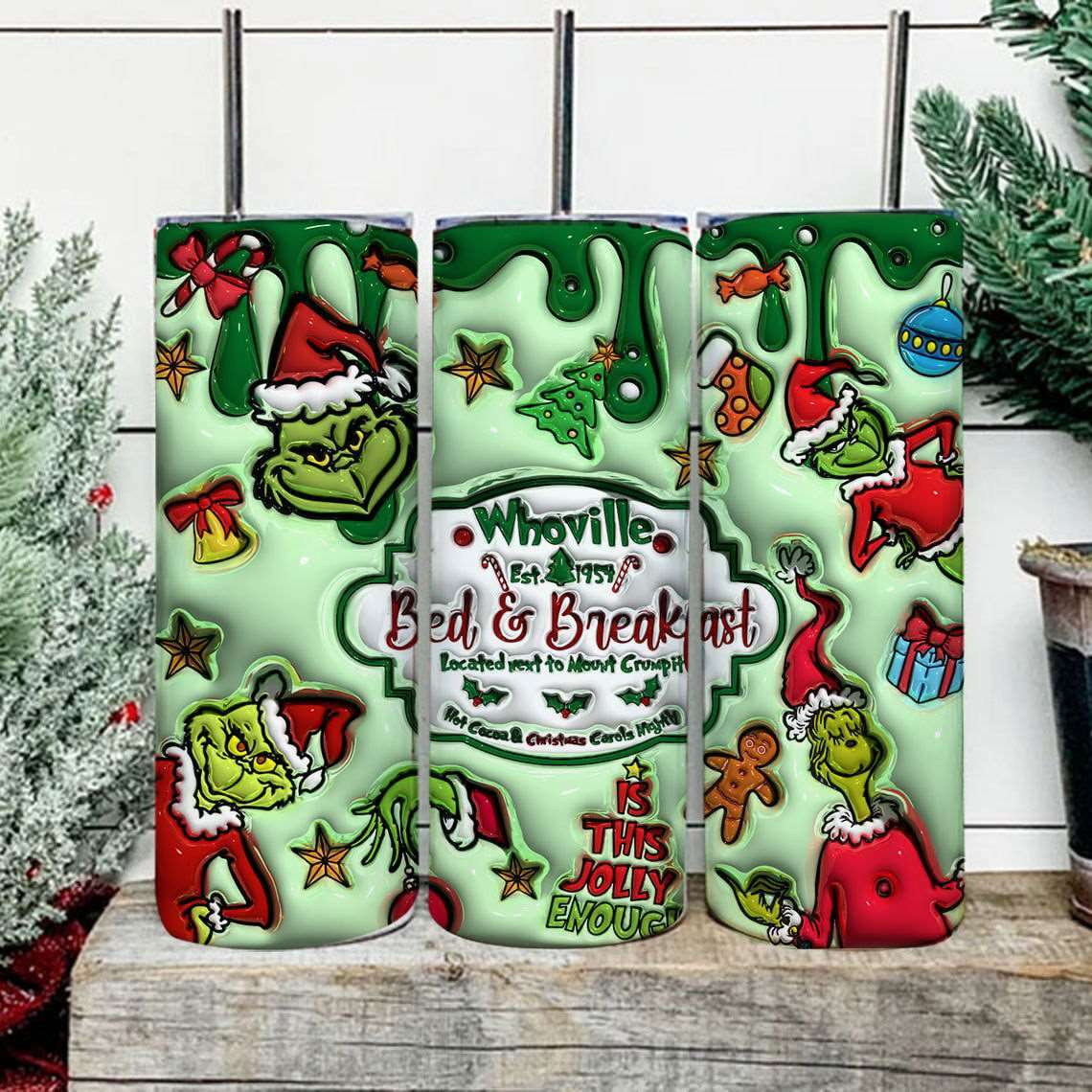 3D Inflated Christmas Tumbler Wrap Png 3D Tumbler Design 13