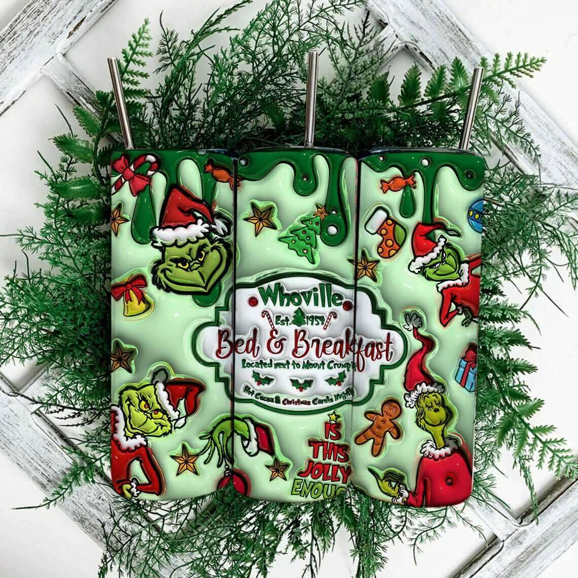3D Inflated Christmas Tumbler Wrap Png 3D Tumbler Design 13