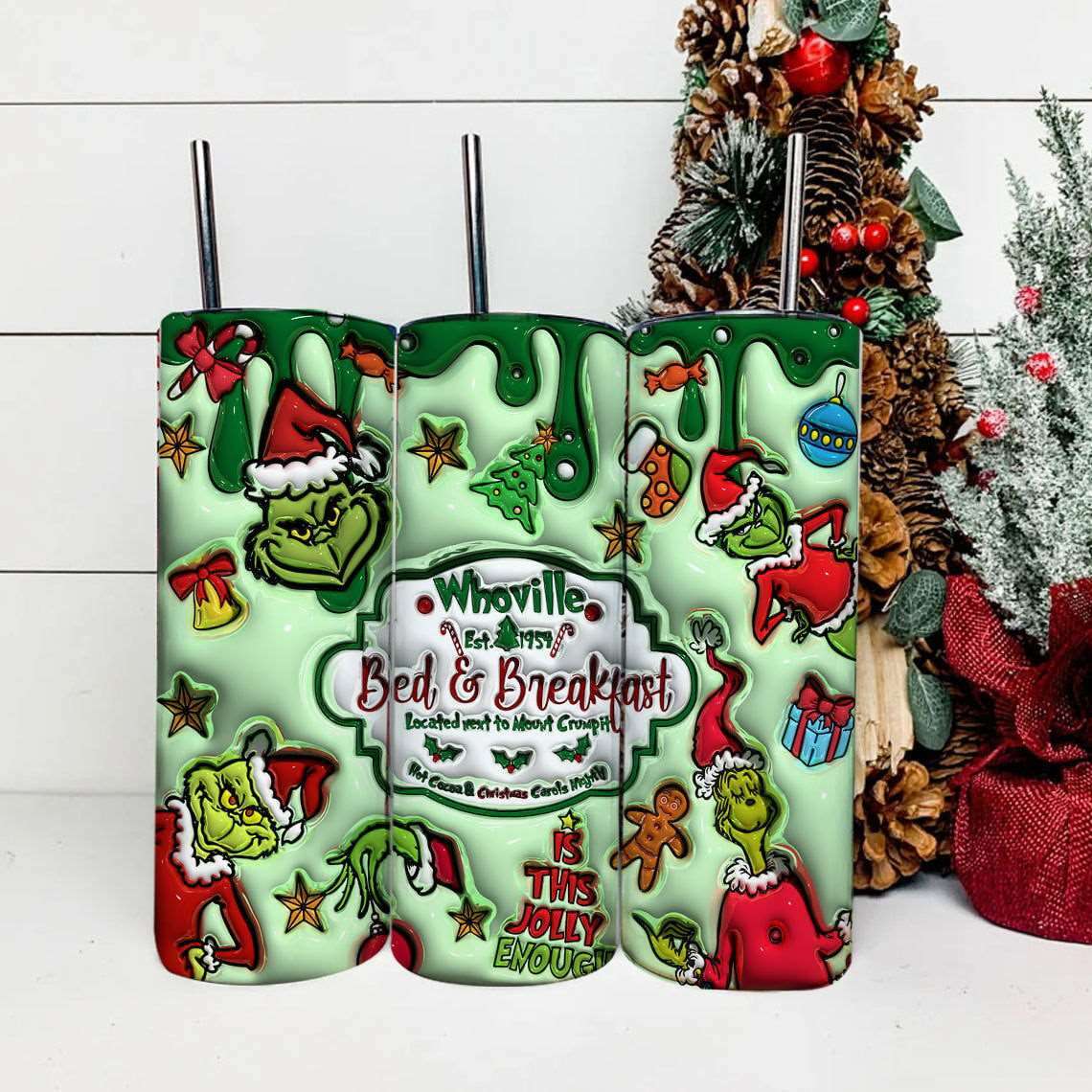 3D Inflated Christmas Tumbler Wrap Png 3D Tumbler Design 13