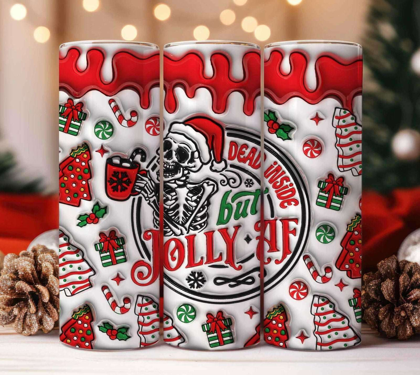 3D Inflated Christmas Tumbler Wrap Png 3D Tumbler Design 16