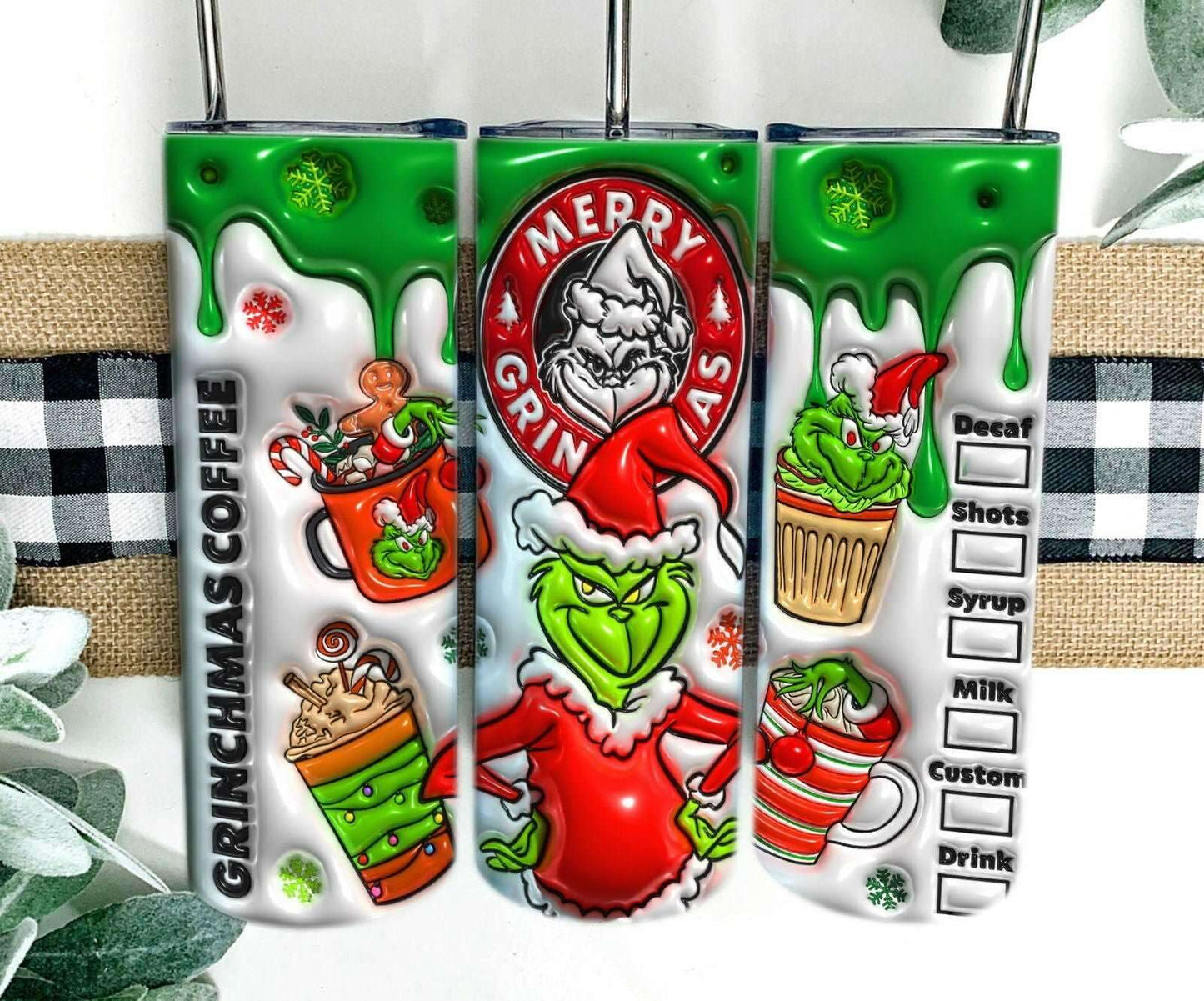 3D Inflated Christmas Tumbler Wrap Png 3D Tumbler Design 2