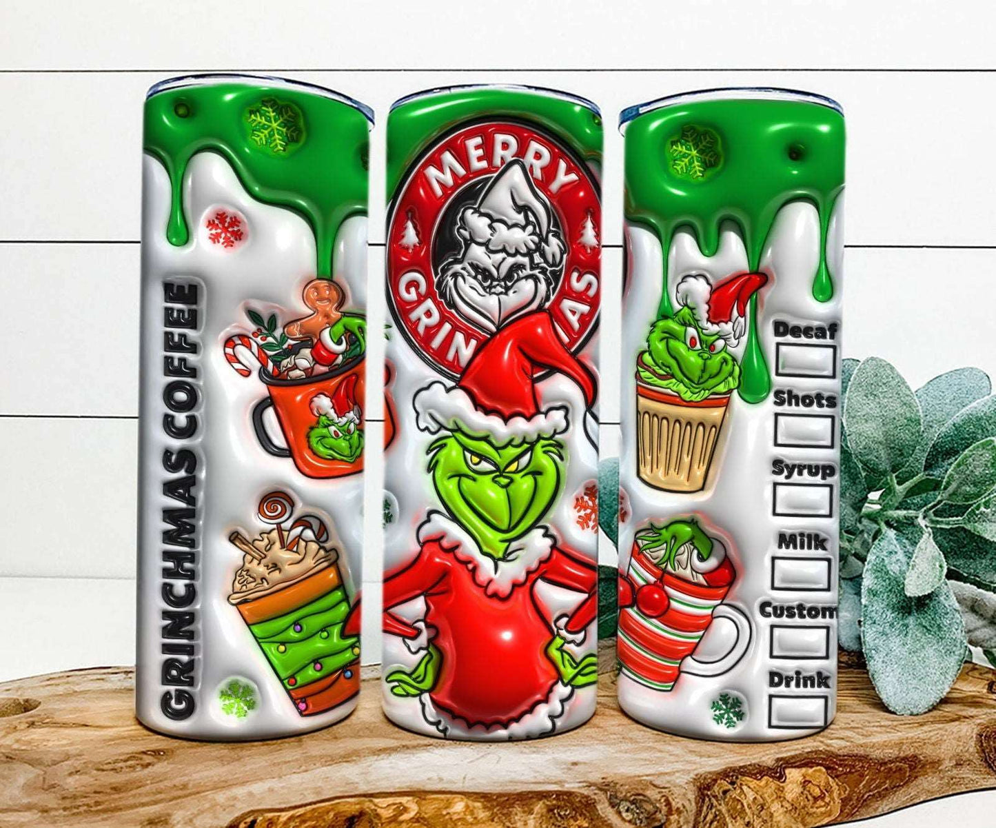 3D Inflated Christmas Tumbler Wrap Png 3D Tumbler Design 2
