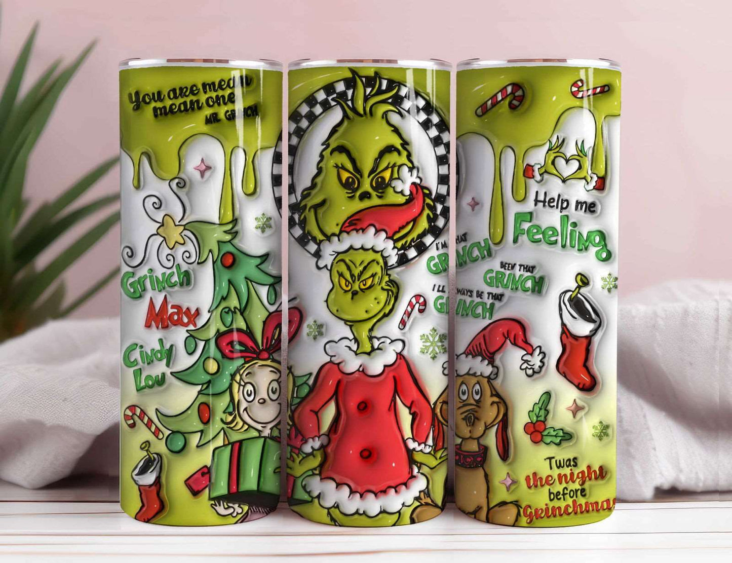 3D Inflated Christmas Tumbler Wrap Png 3D Tumbler Design 3
