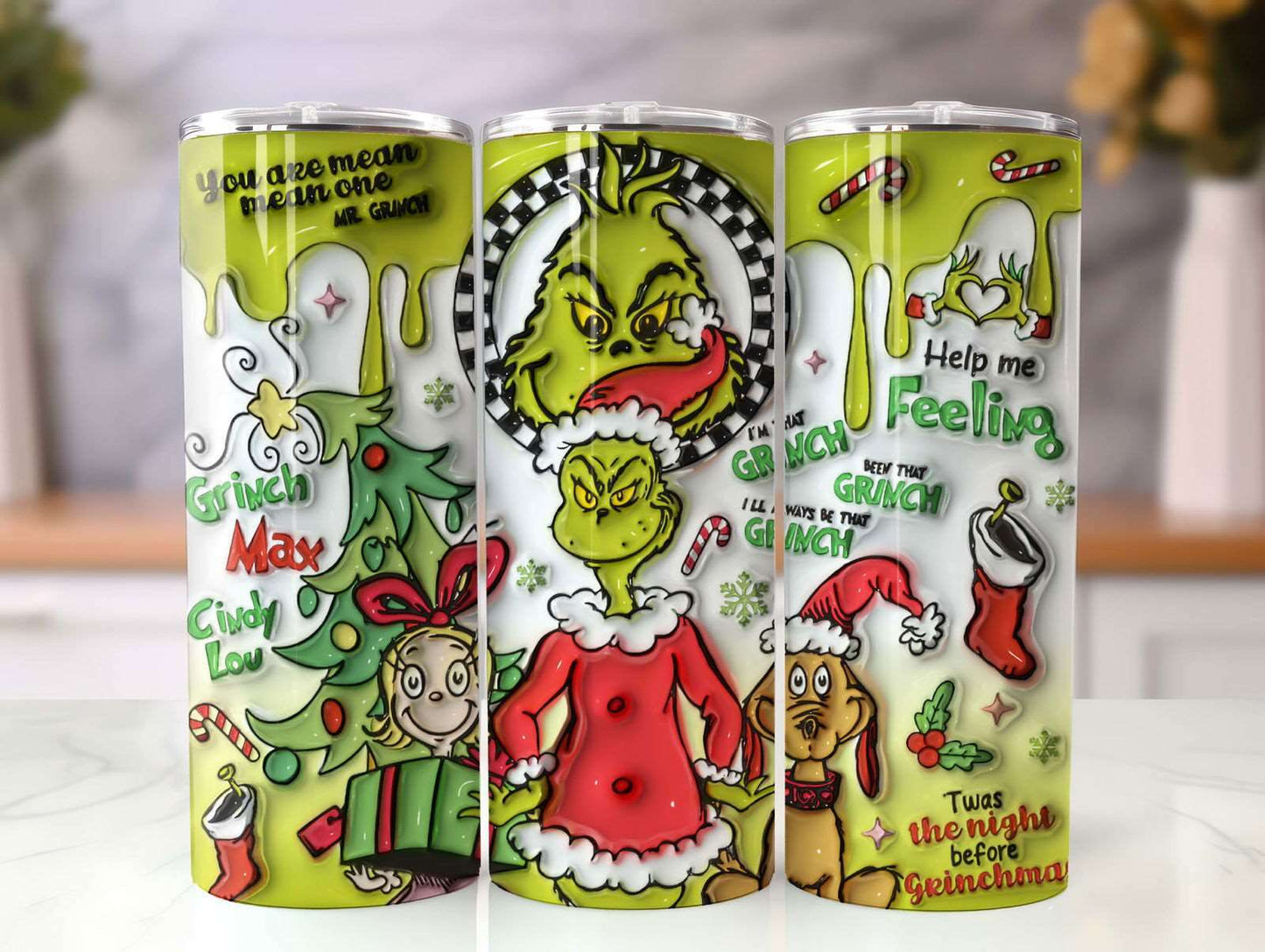 3D Inflated Christmas Tumbler Wrap Png 3D Tumbler Design 3