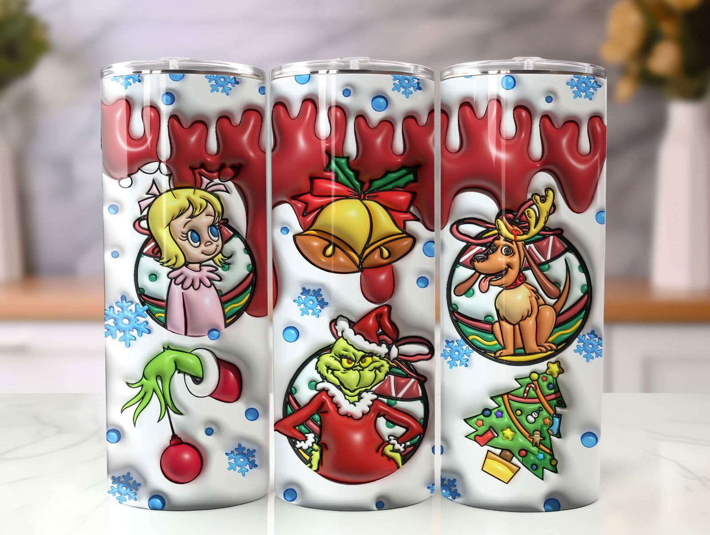 3D Inflated Christmas Tumbler Wrap Png 3D Tumbler Design 4