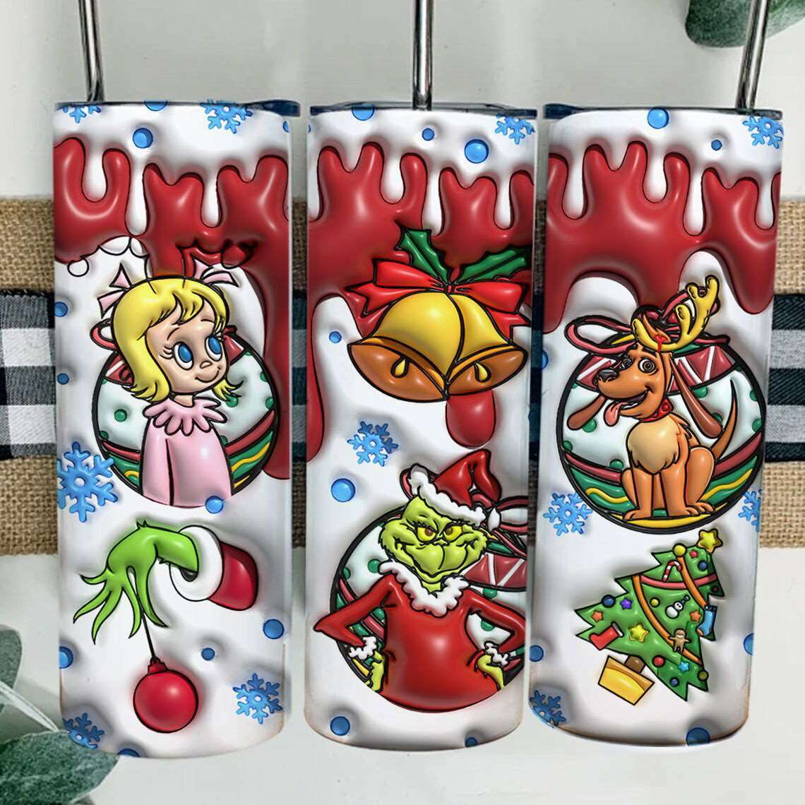 3D Inflated Christmas Tumbler Wrap Png 3D Tumbler Design 4