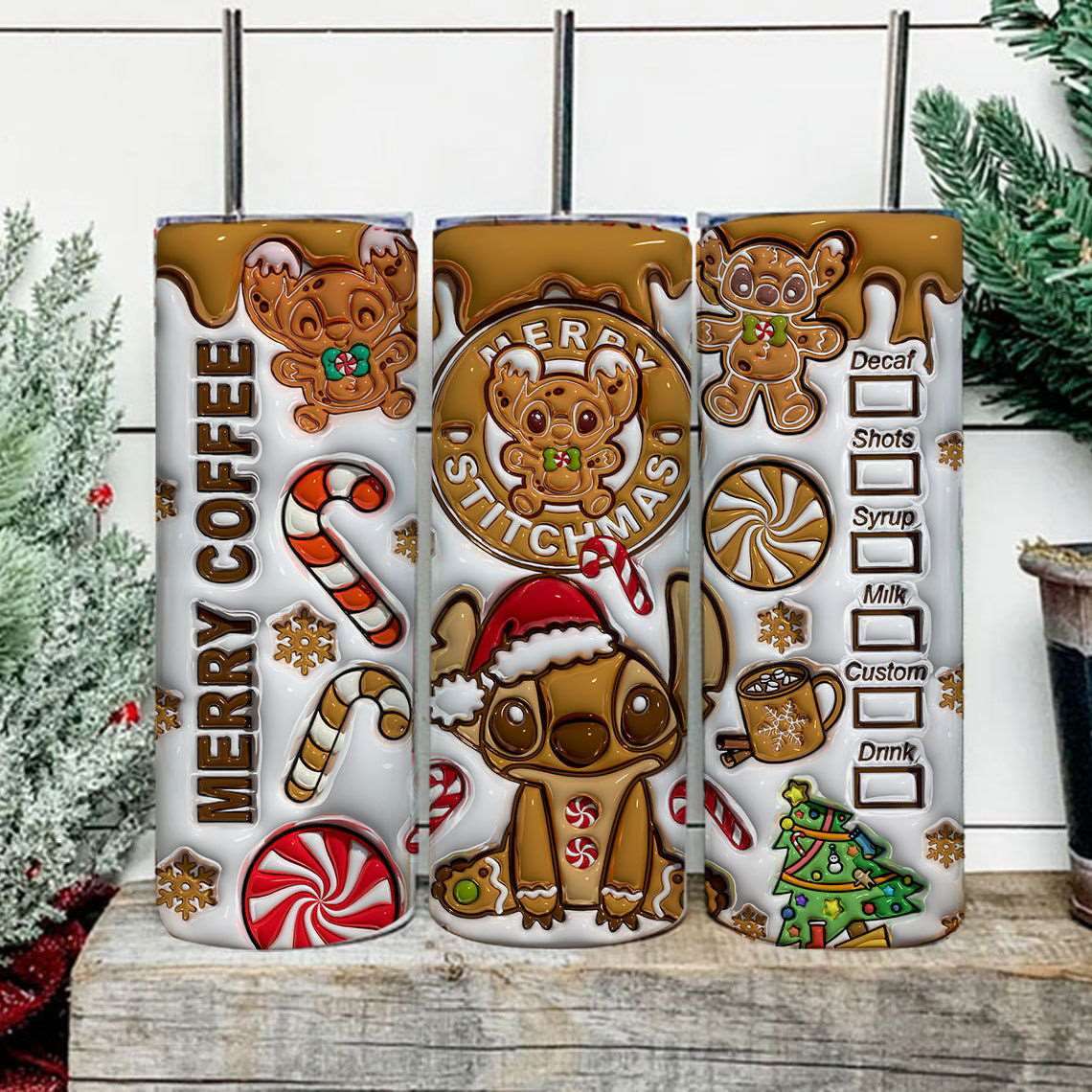 3D Inflated Christmas Tumbler Wrap Png 3D Tumbler Design 5