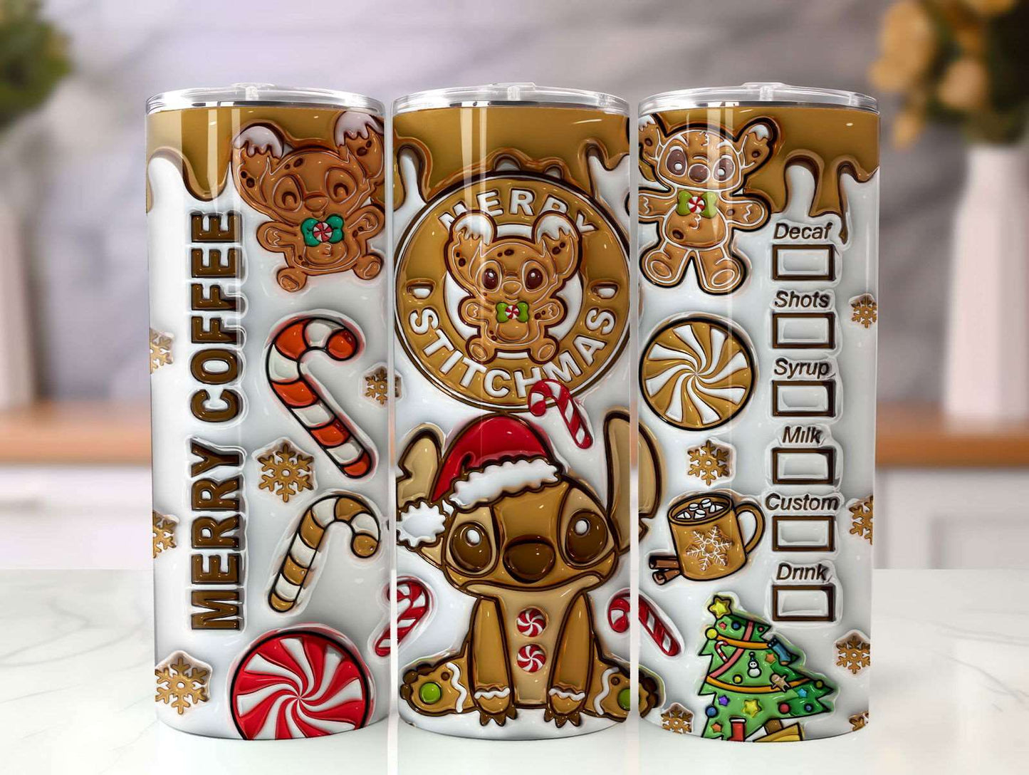 3D Inflated Christmas Tumbler Wrap Png 3D Tumbler Design 5