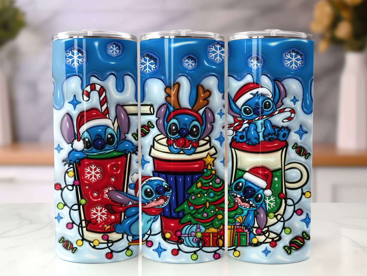 3D Inflated Christmas Tumbler Wrap Png 3D Tumbler Design 8