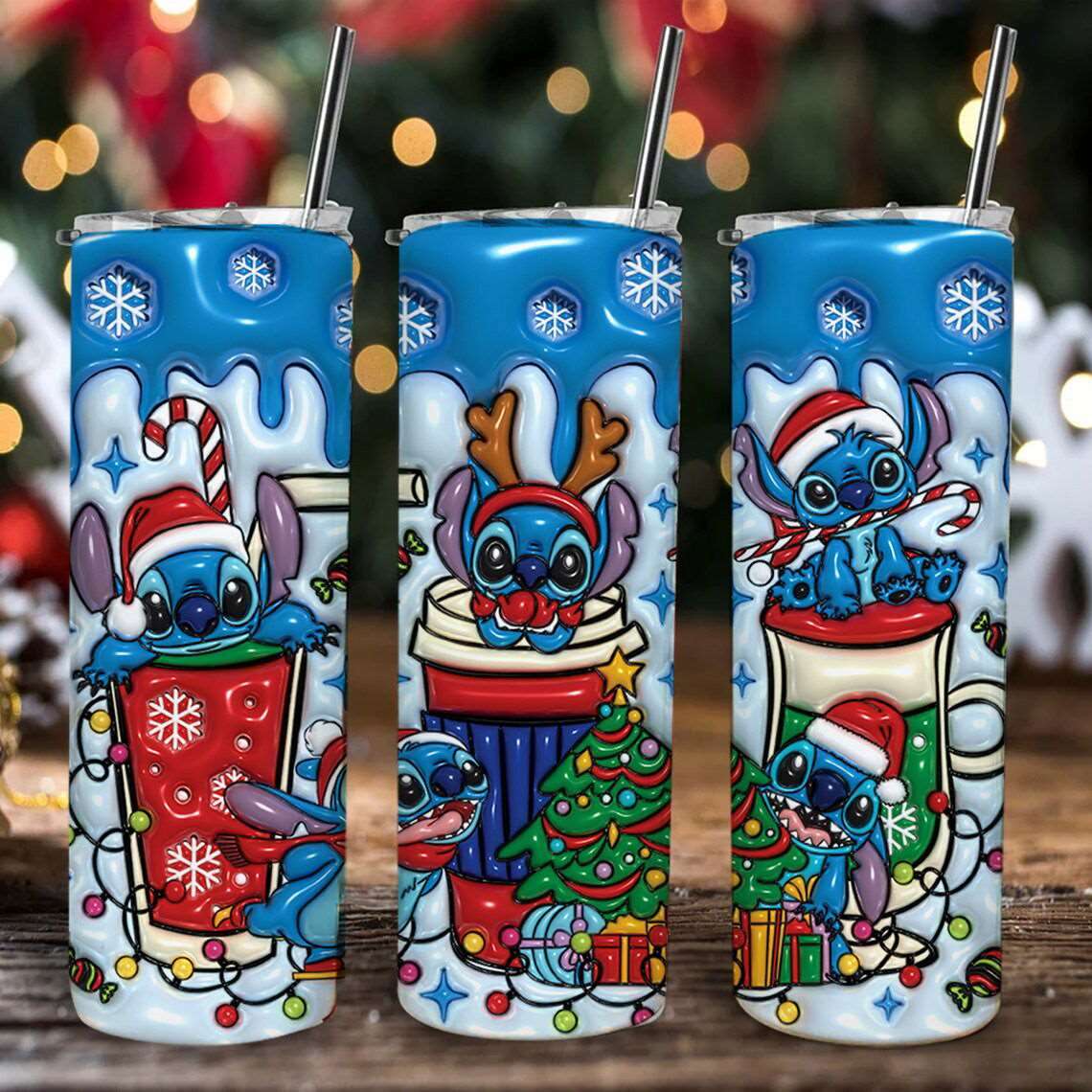 3D Inflated Christmas Tumbler Wrap Png 3D Tumbler Design 8