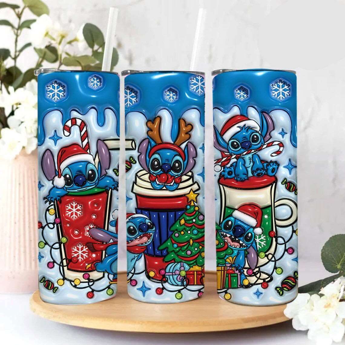 3D Inflated Christmas Tumbler Wrap Png 3D Tumbler Design 8