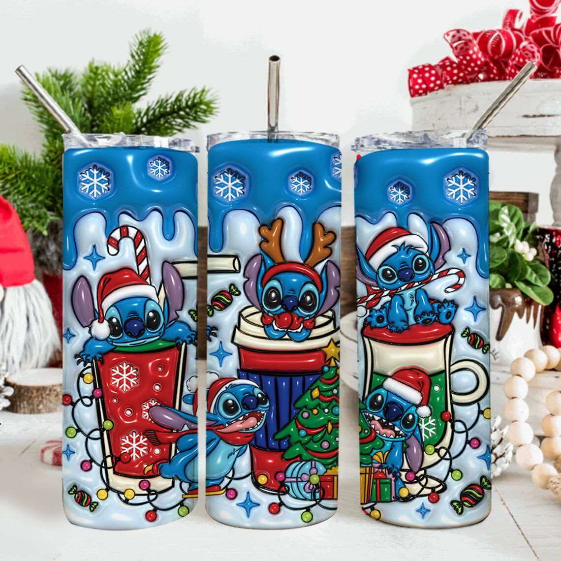 3D Inflated Christmas Tumbler Wrap Png 3D Tumbler Design 8