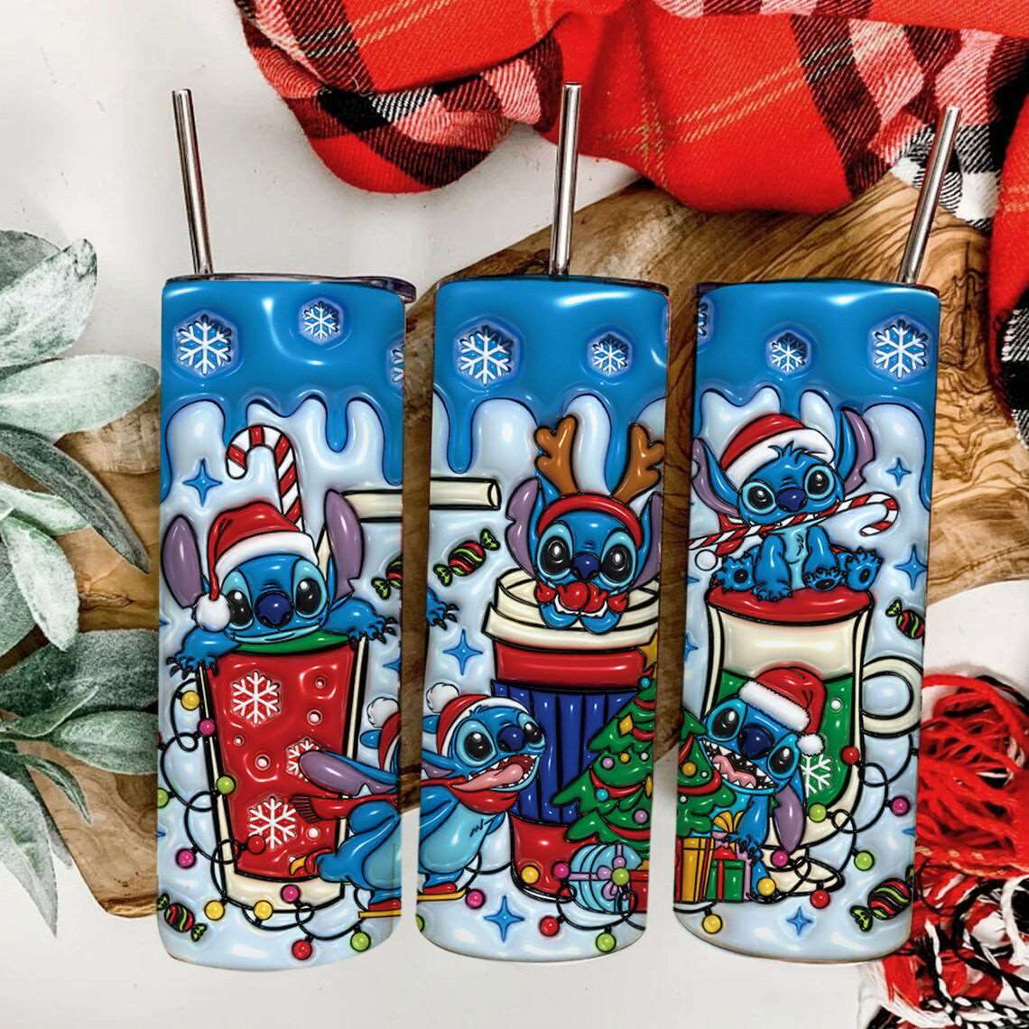 3D Inflated Christmas Tumbler Wrap Png 3D Tumbler Design 8