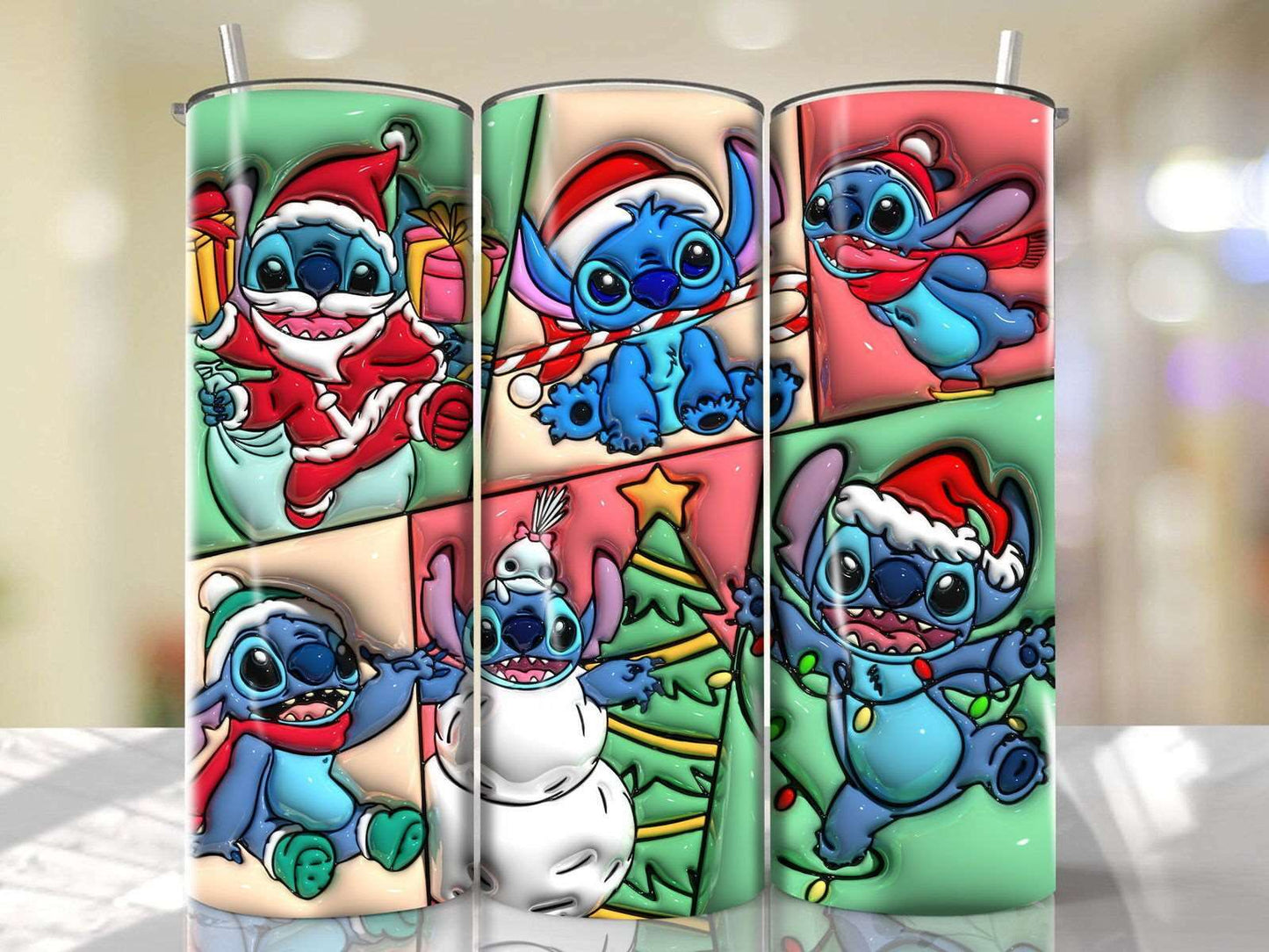 3D Inflated Christmas Tumbler Wrap Png 3D Tumbler Design 9