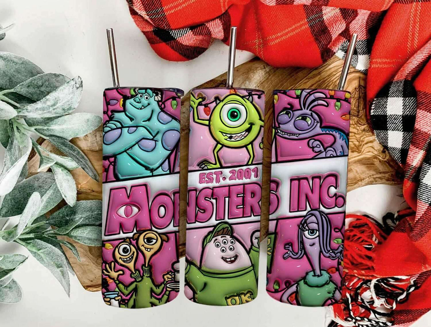 3D Inflated Christmas Tumbler Wrap Png, Tumbler Png