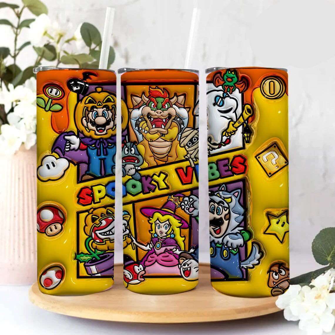 3D Inflated Halloween Tumbler PNG, 3D Kids Game Tumbler