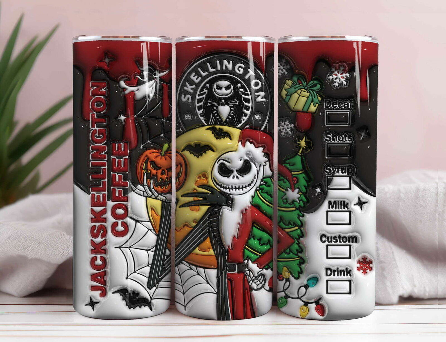 3D Inflated Halloween Tumbler Wrap, Christmas Tumbler Png 1