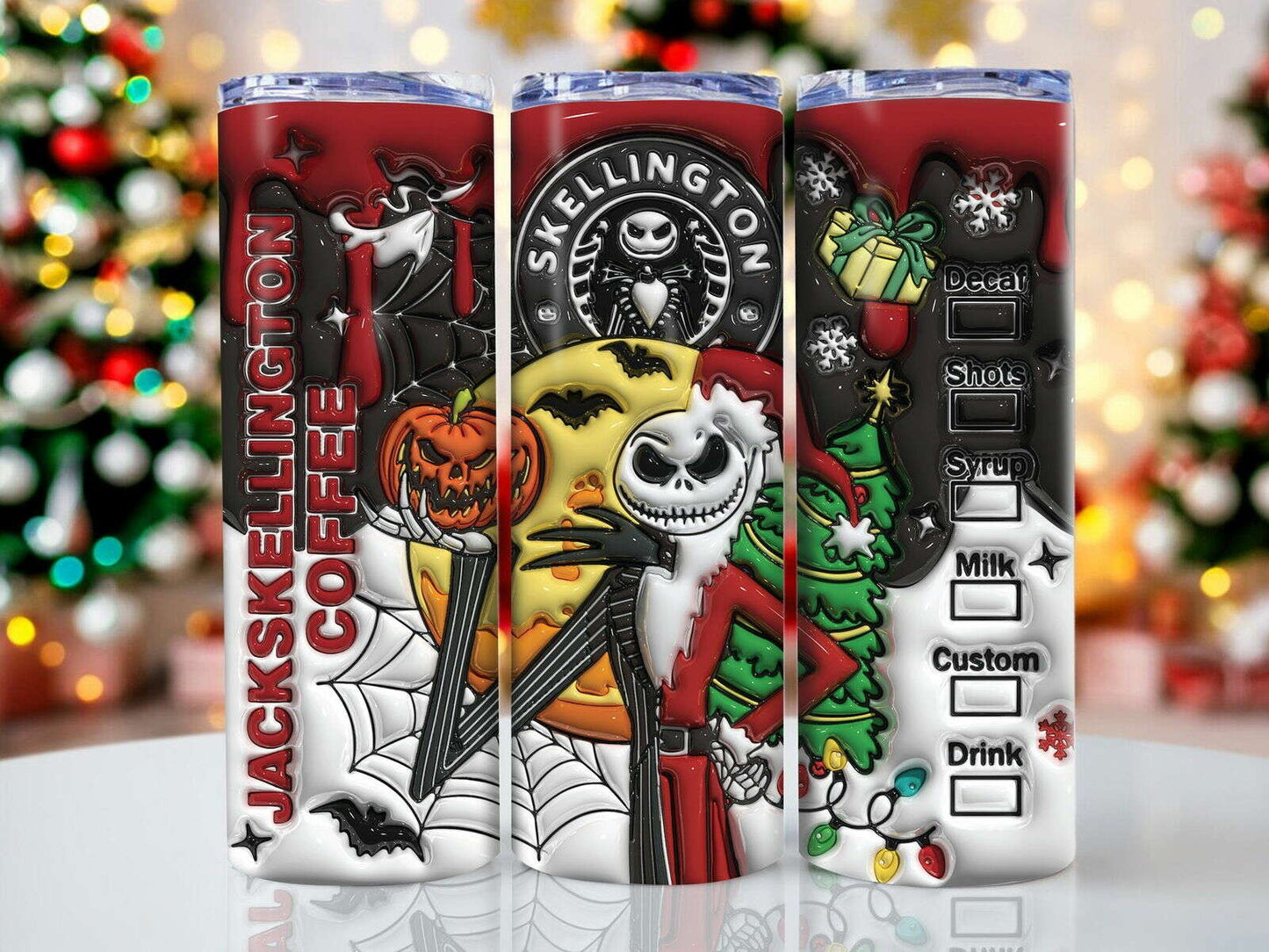 3D Inflated Halloween Tumbler Wrap, Christmas Tumbler Png 1