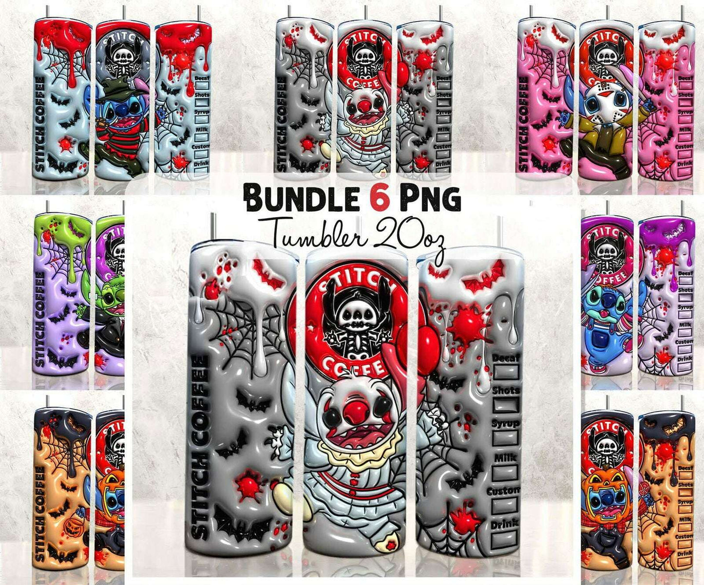 3D Inflated Halloween Tumbler Wrap, Christmas Tumbler Png 10