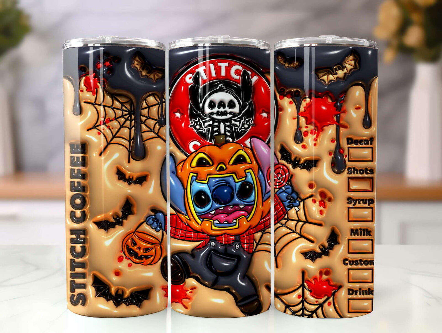 3D Inflated Halloween Tumbler Wrap, Christmas Tumbler Png 10