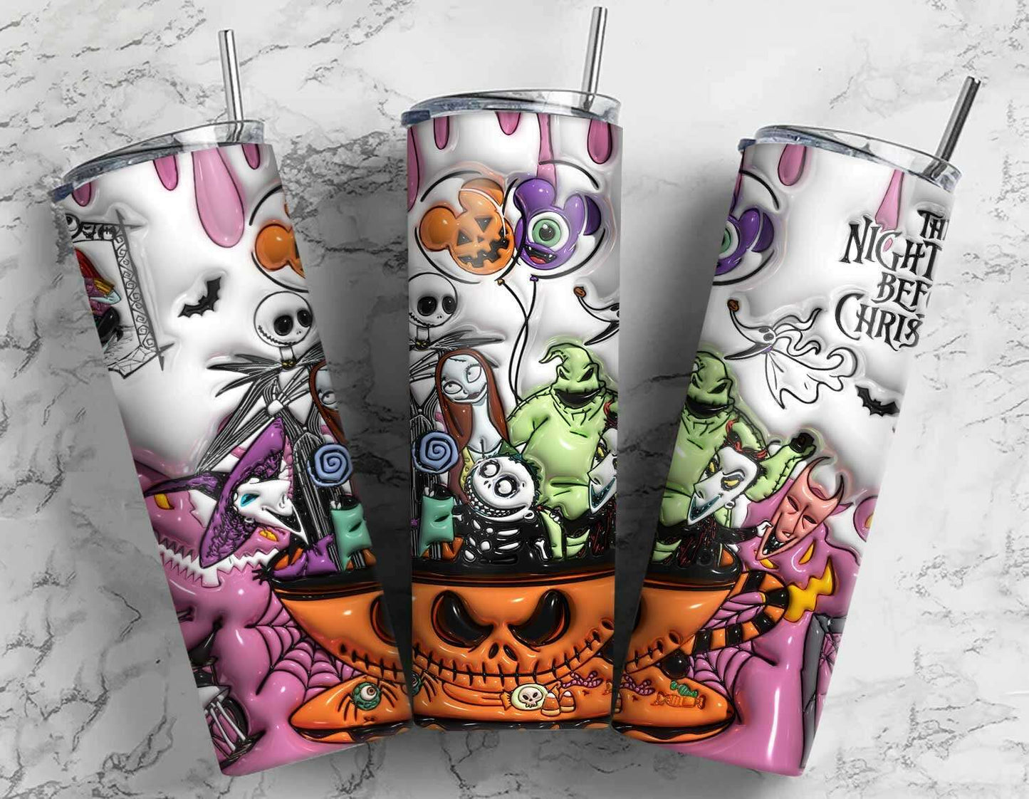 3D Inflated Halloween Tumbler Wrap, Christmas Tumbler Png 2