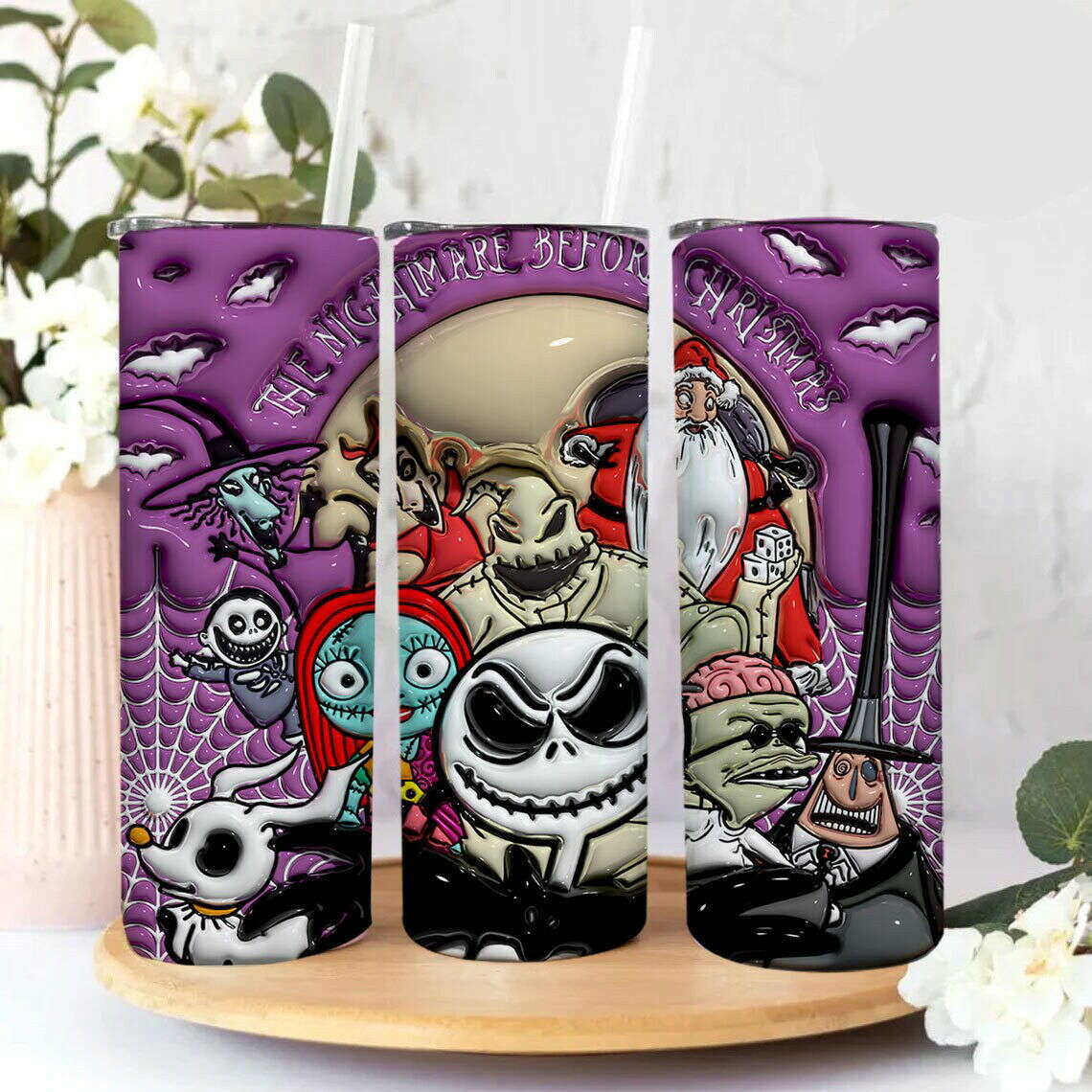 3D Inflated Halloween Tumbler Wrap, Christmas Tumbler Png 3