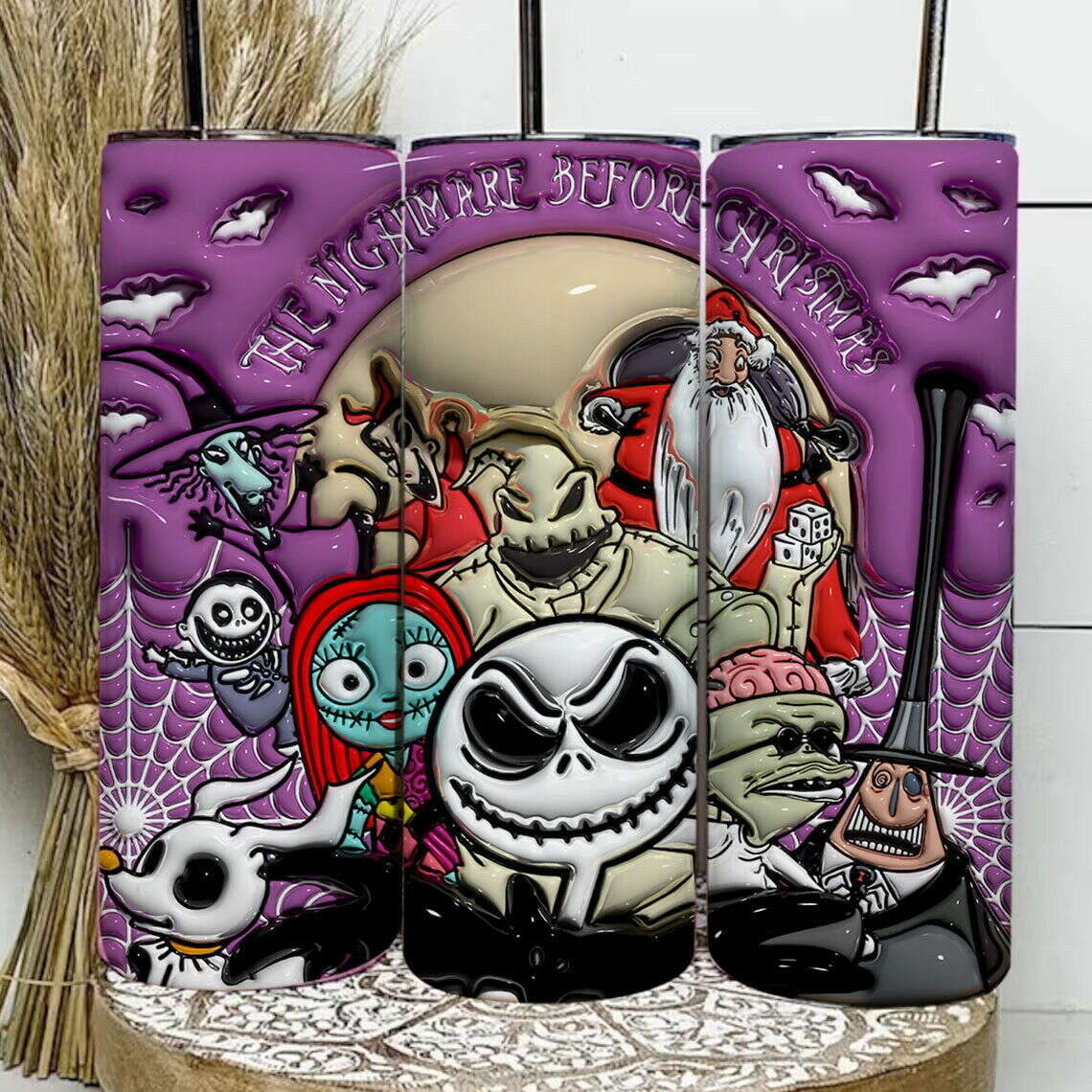 3D Inflated Halloween Tumbler Wrap, Christmas Tumbler Png 3