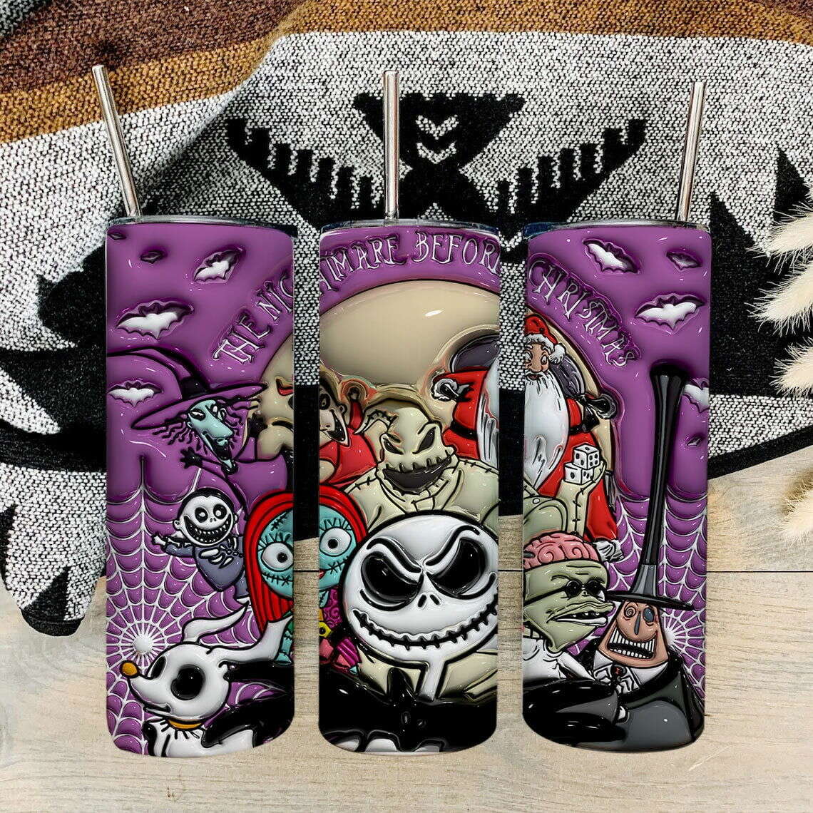 3D Inflated Halloween Tumbler Wrap, Christmas Tumbler Png 3